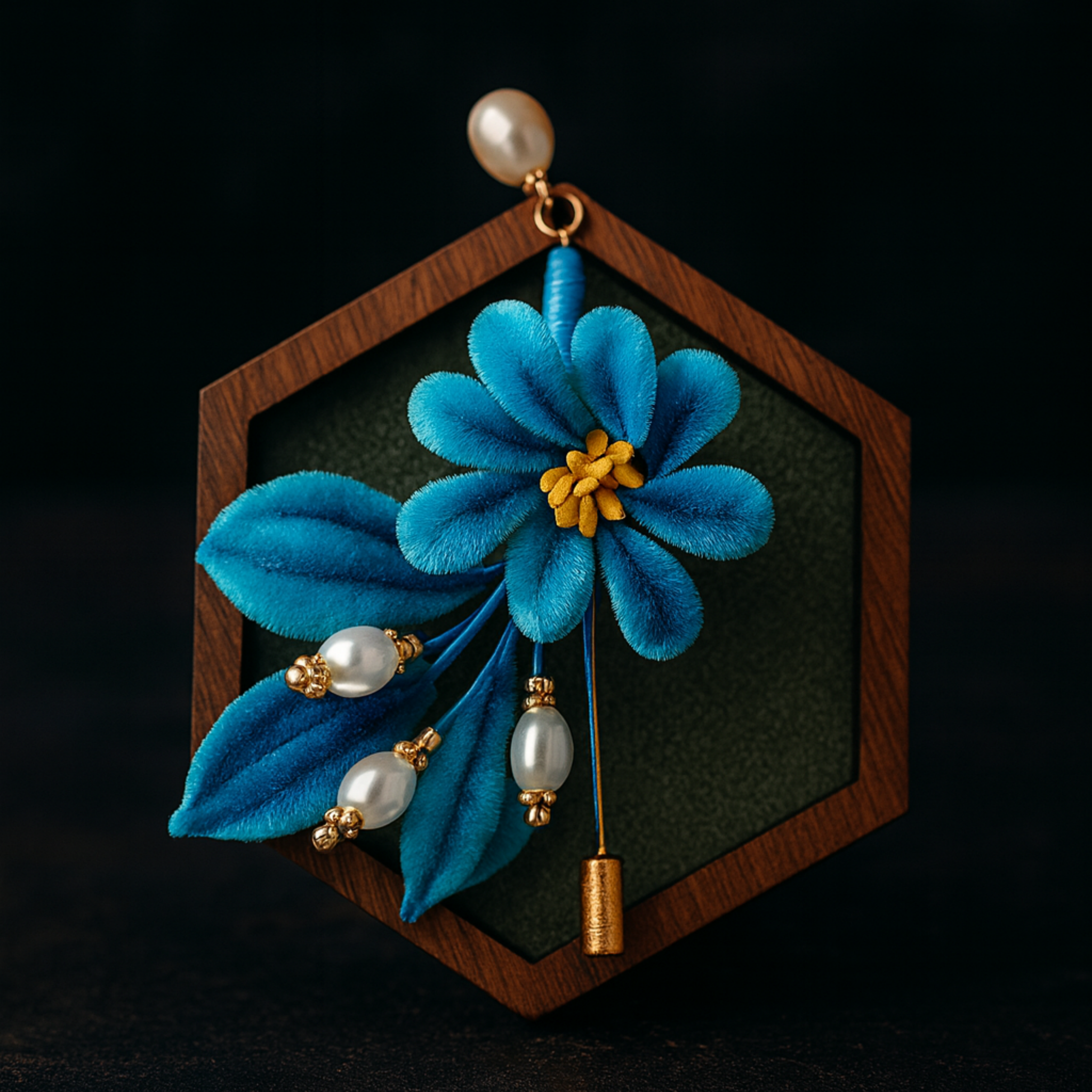 Handmade Blue Ronghua Brooch