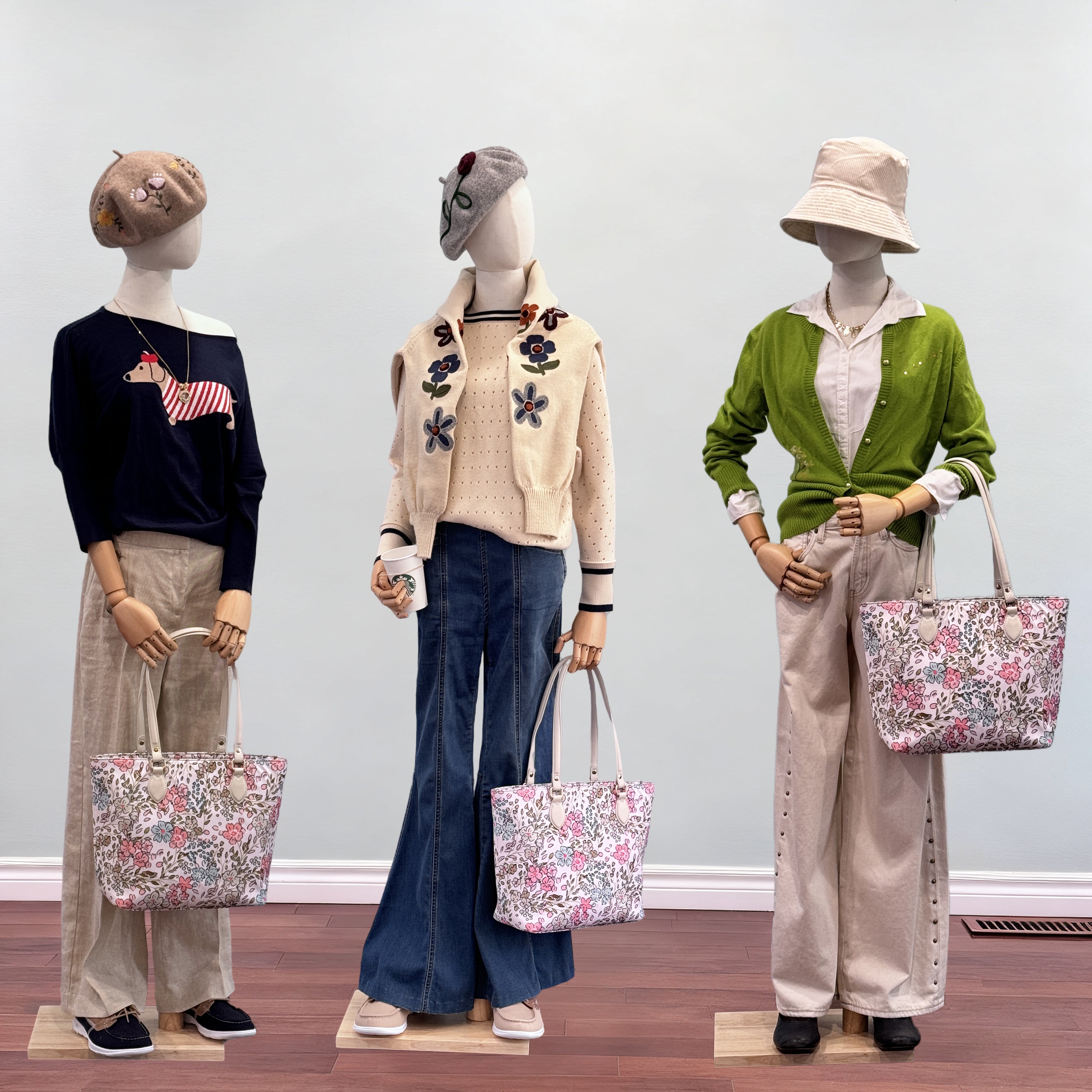 Cutie Kittie Tote bags for women, tote purse, nylon tote bag, with zipper and pockets, waterproof, lightweight,charming