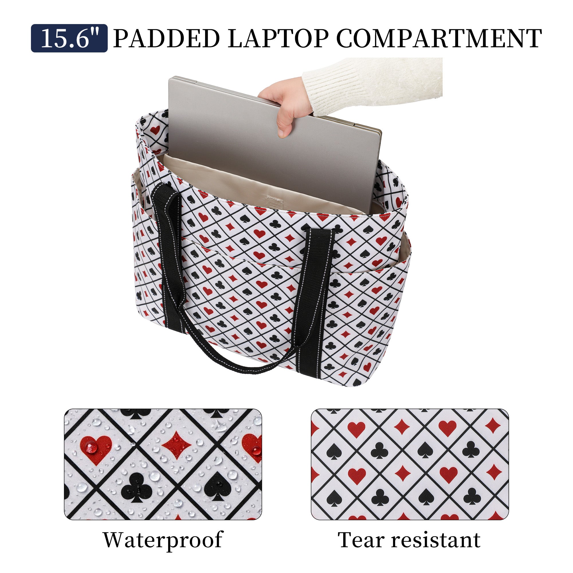 Happie Peppie Tote Bag for Women,Tote Bag with Laptop Compartment and Cup Holder,Shoulder Bag Handbag for Work, Travel, Gym, Nurse Teacher School ,with Multiple Pockets Top Zipper Closure