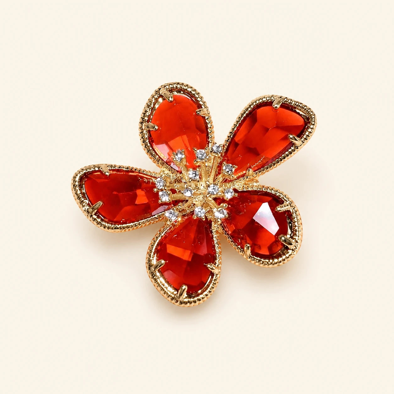 Champagne Gold Floral Crystal Statement Ring