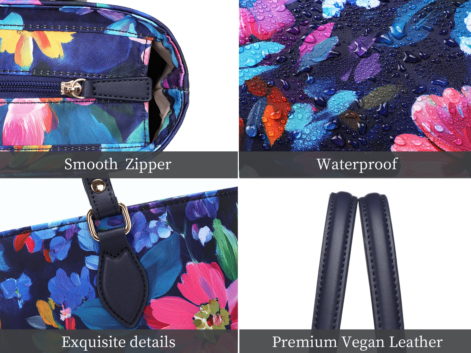 Cutie kittie tote bags for women, tote purse, nylon tote bag, with zipper and pockets, waterproof delight