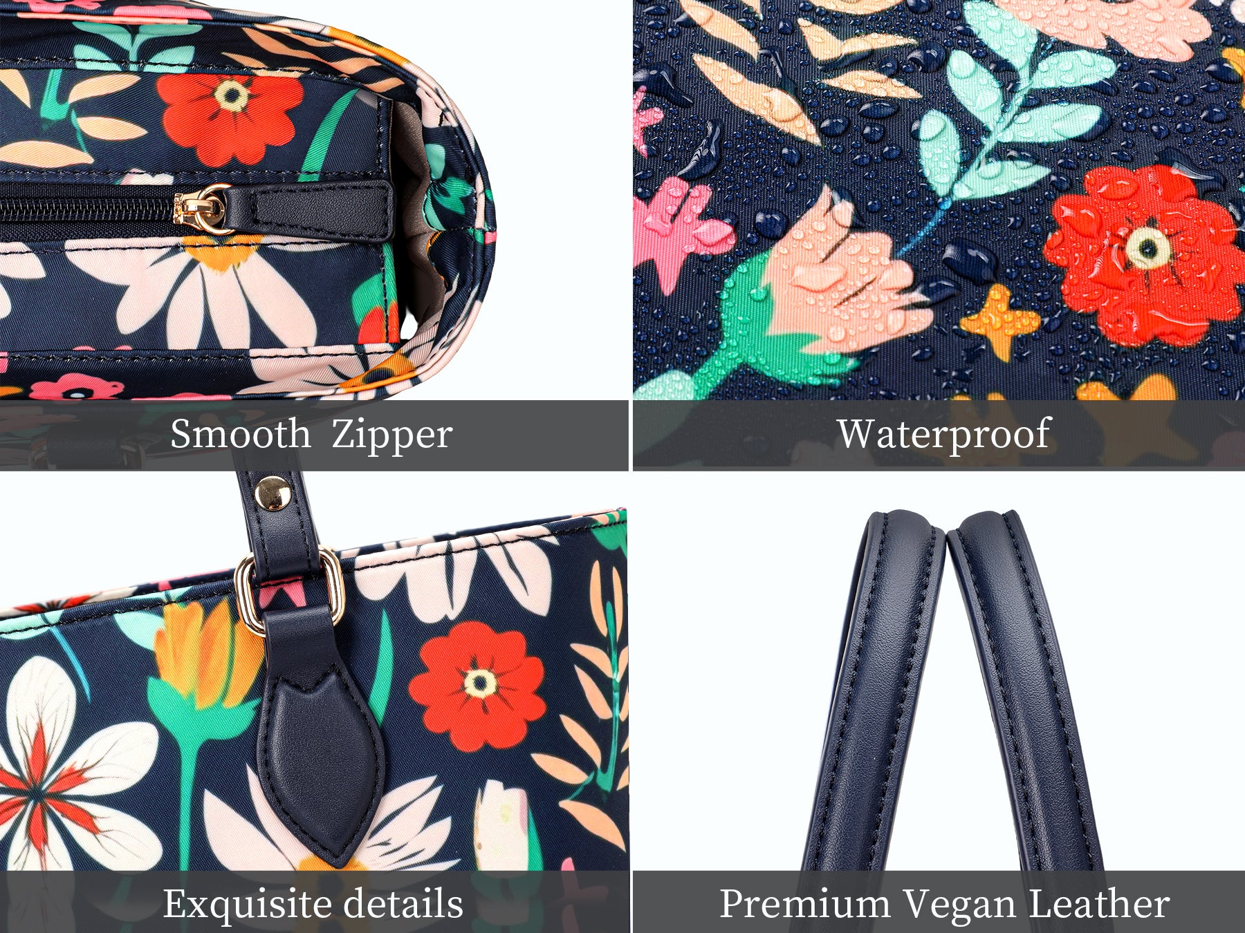 Cutie Kittie tote bags for women, tote purse, nylon tote bag, with zipper and pockets, waterproof cheery