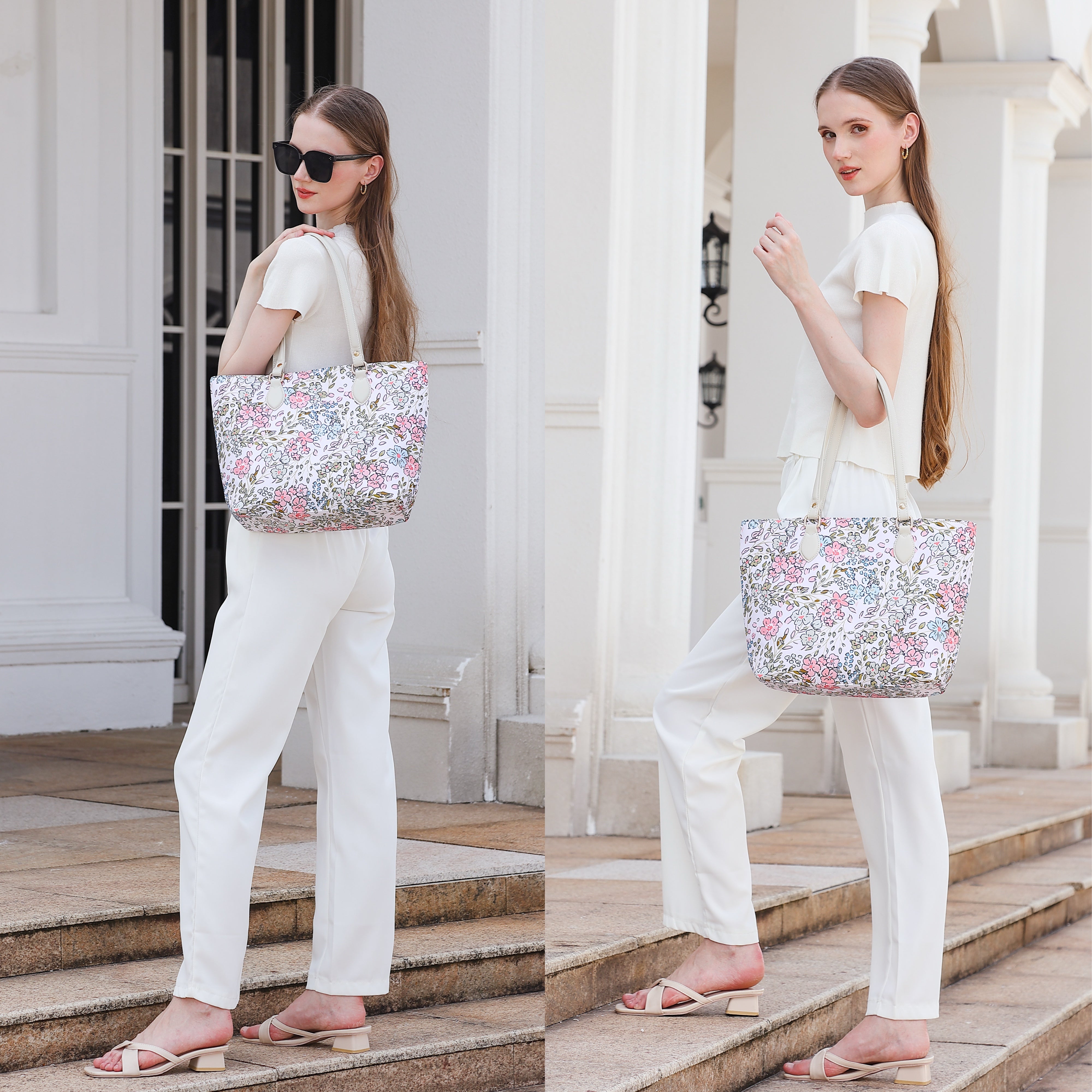 Cutie Kittie Tote bags for women, tote purse, nylon tote bag, with zipper and pockets, waterproof, lightweight,charming