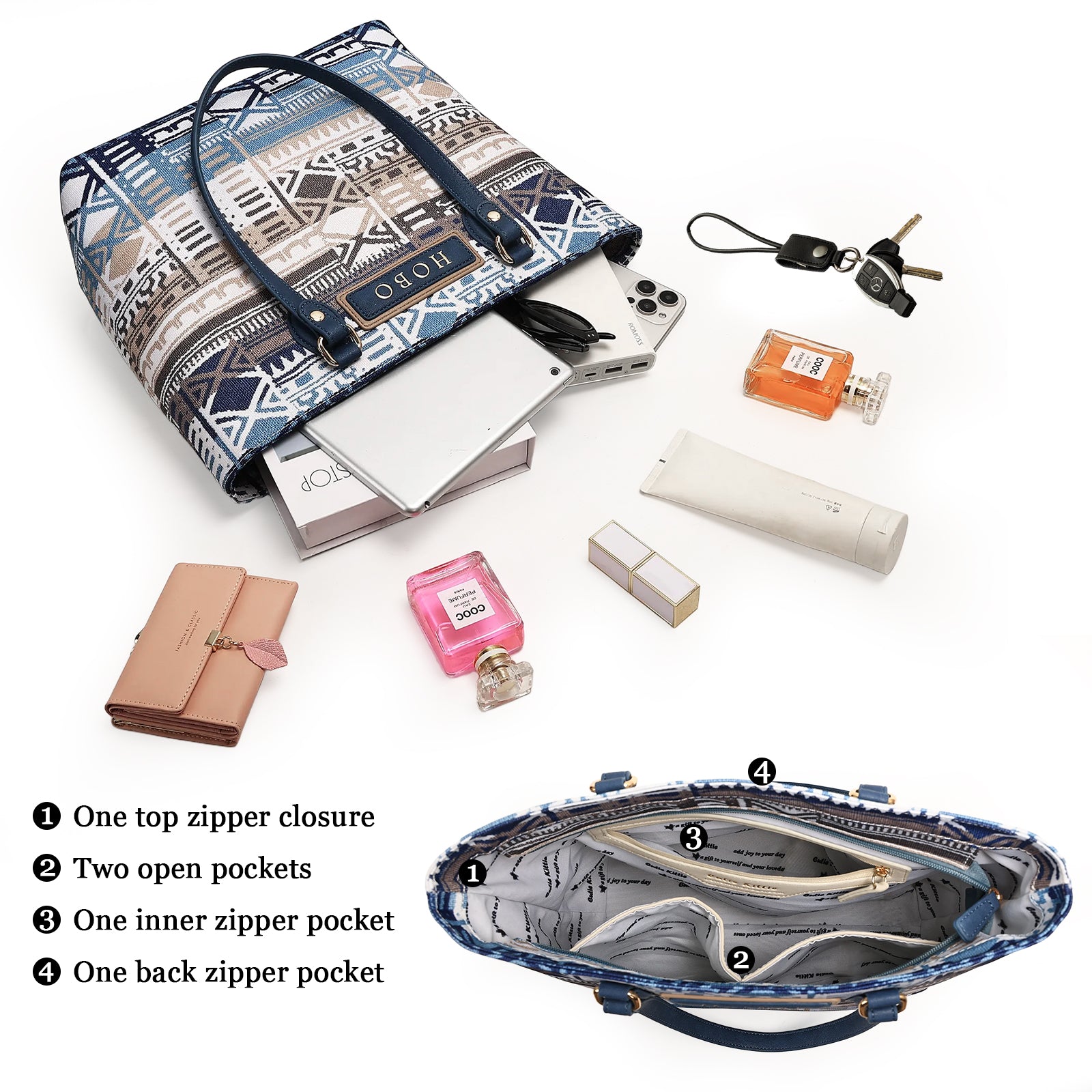 Cutie Kittie Tote bags for women, tote purse, nylon tote bag, with zipper and pockets, waterproof, lightweight,hobo