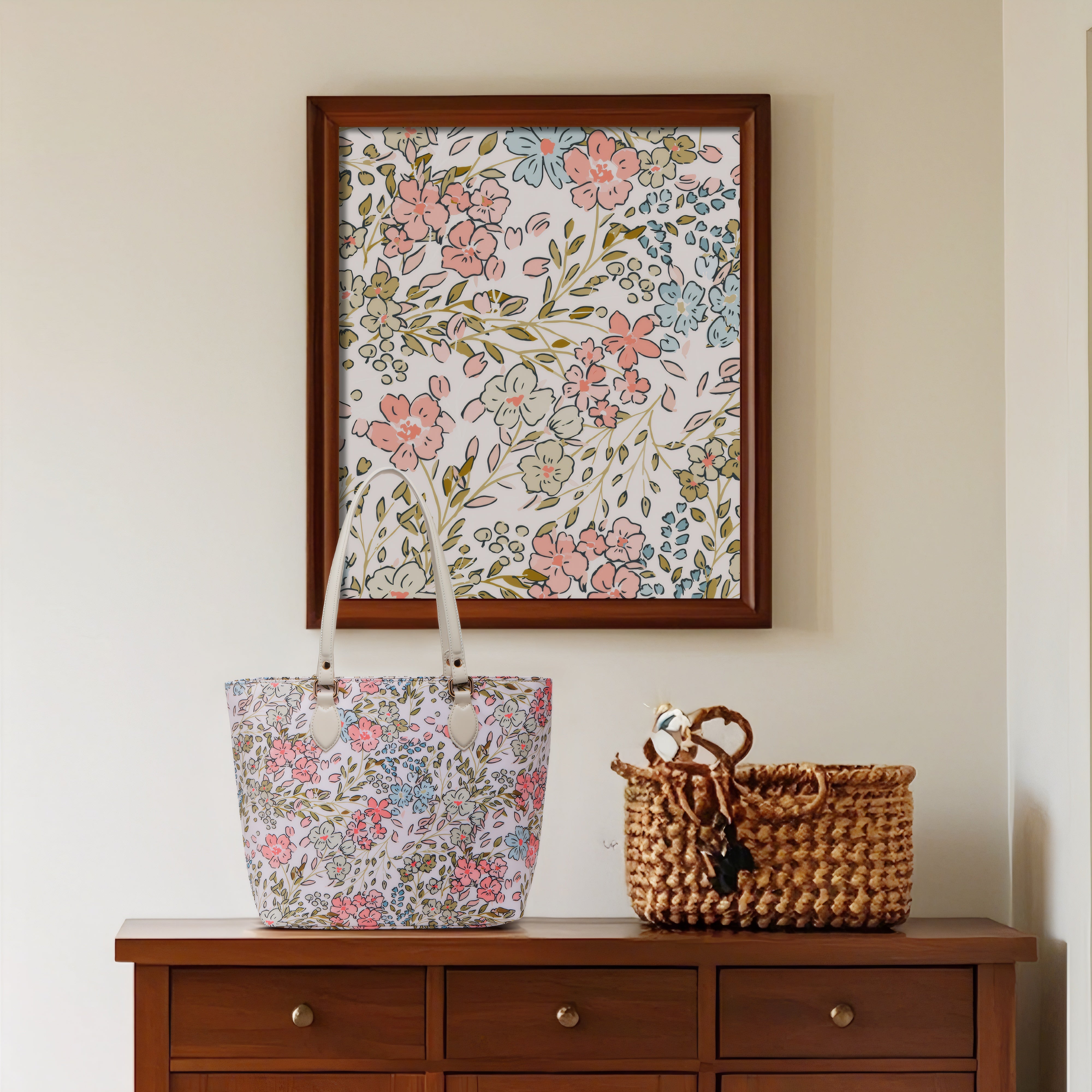 Cutie Kittie Tote bags for women, tote purse, nylon tote bag, with zipper and pockets, waterproof, lightweight,charming