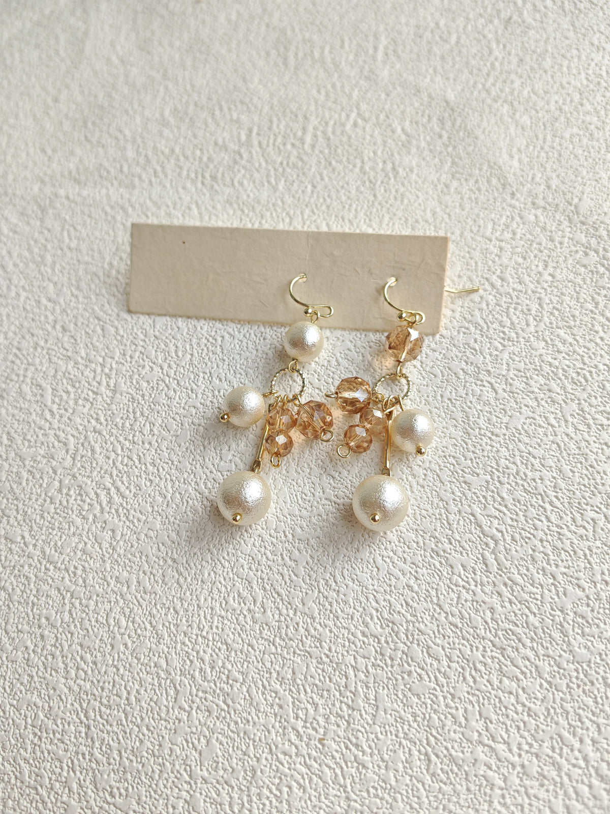 Champagne Pearl Crystal Drop Earrings Gold Dangle Earrings(Custom order)