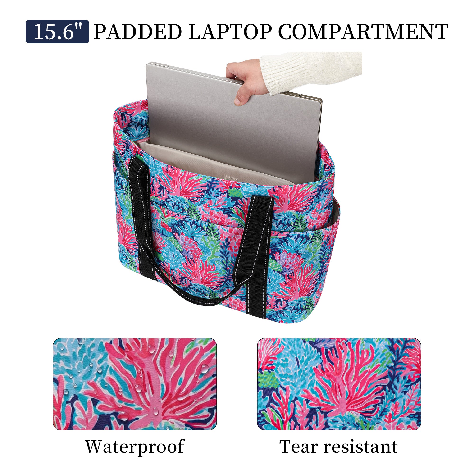 Happie Peppie Tote Bag for Women,Tote Bag with Laptop Compartment and Cup Holder,Shoulder Bag Handbag for Work, Travel, Gym, Nurse Teacher School ,with Multiple Pockets Top Zipper Closure