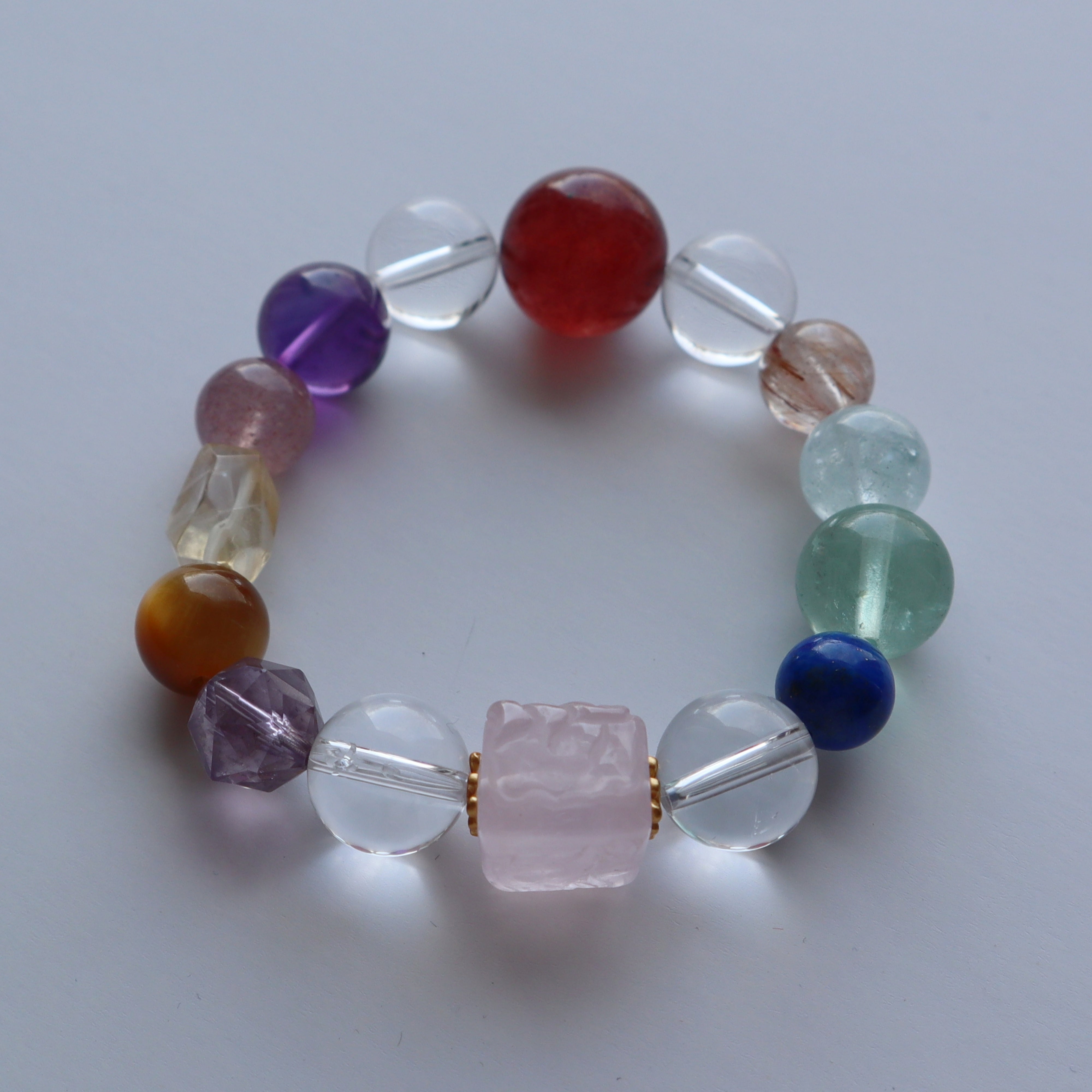 Love-Citrine Strawberry Quartz Amethyst Lapis Lazuli Copper Rutile Quartz Clear Quart