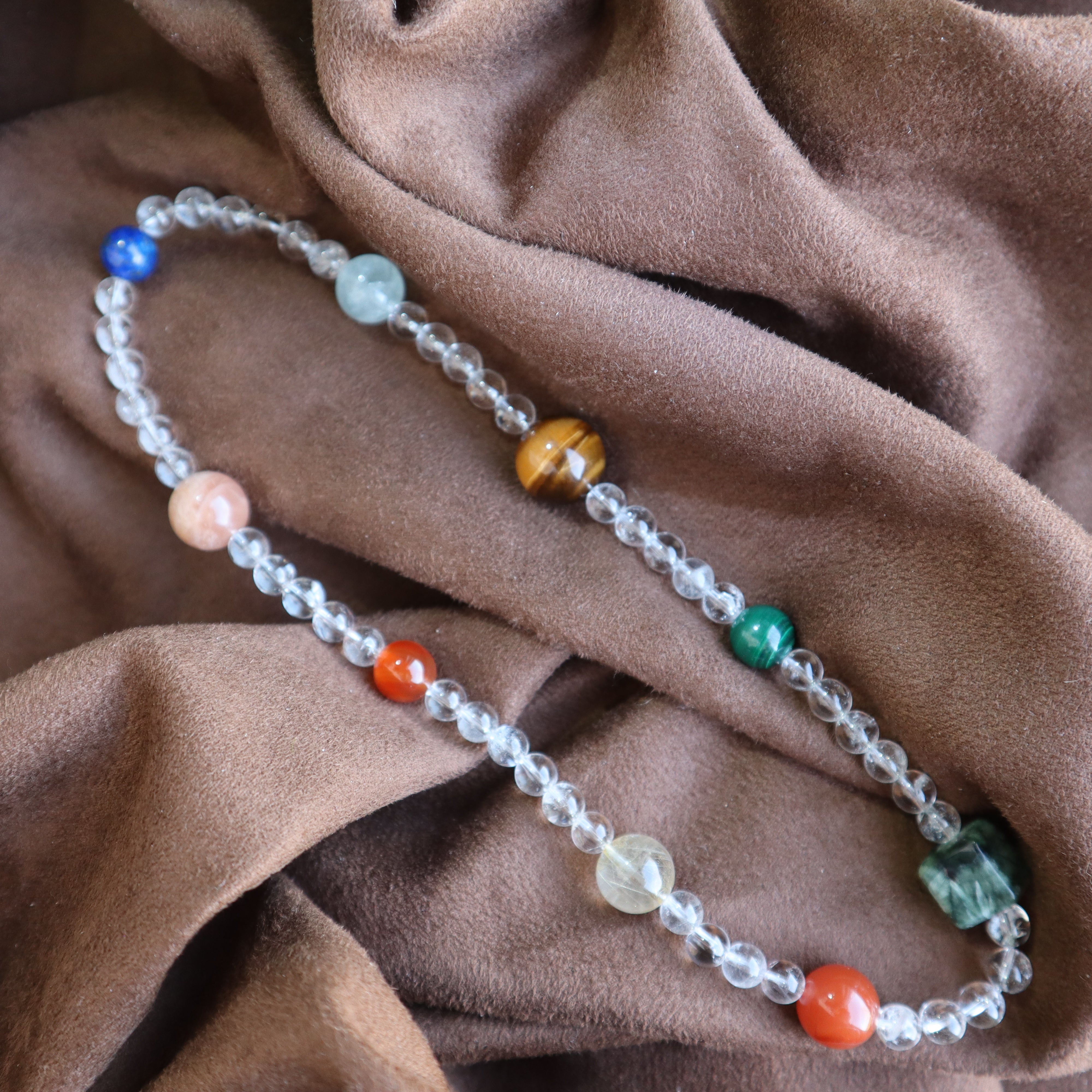 Space-Agate Serpentine Rutilated Quartz Malachite Aquamarine