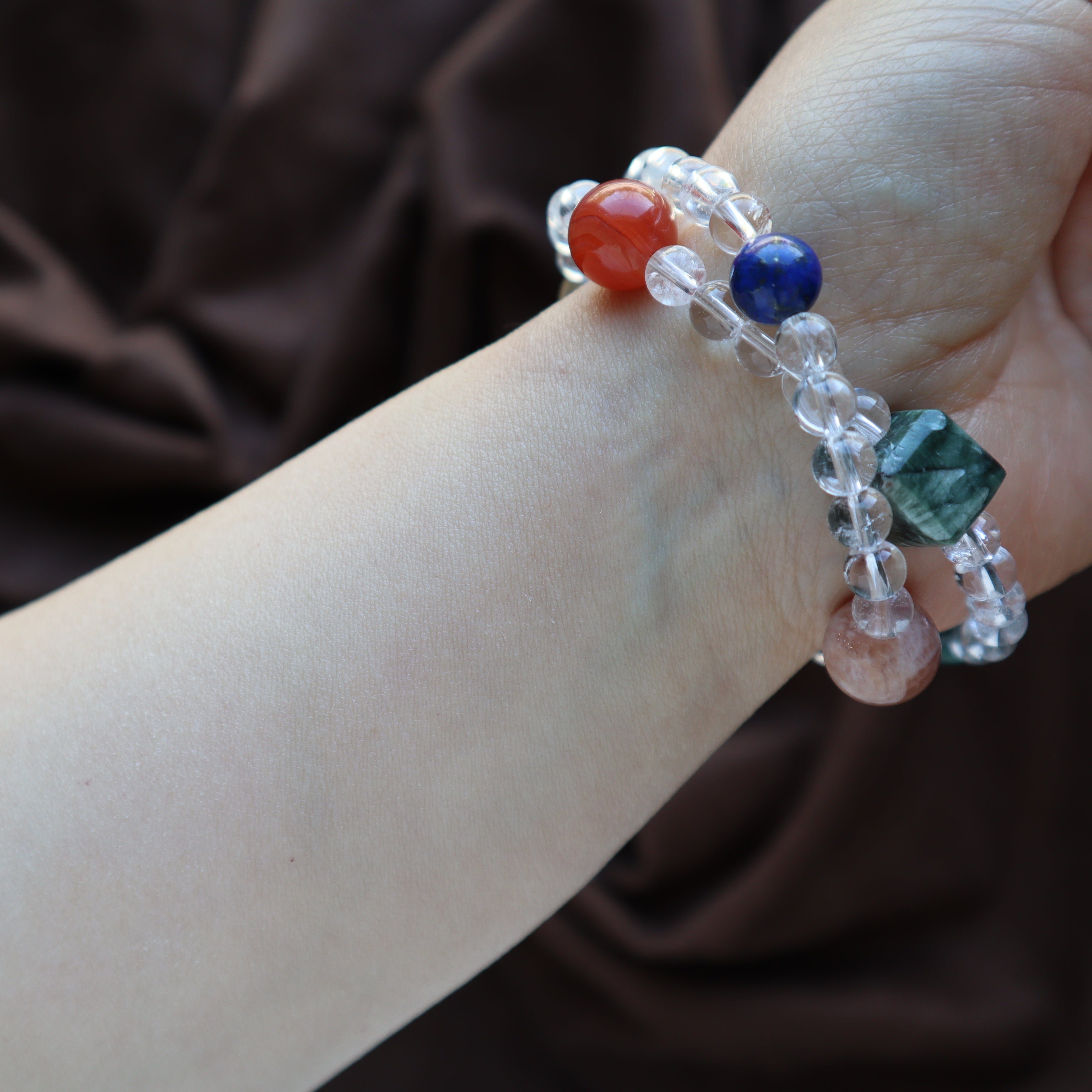 Space-Agate Serpentine Rutilated Quartz Malachite Aquamarine