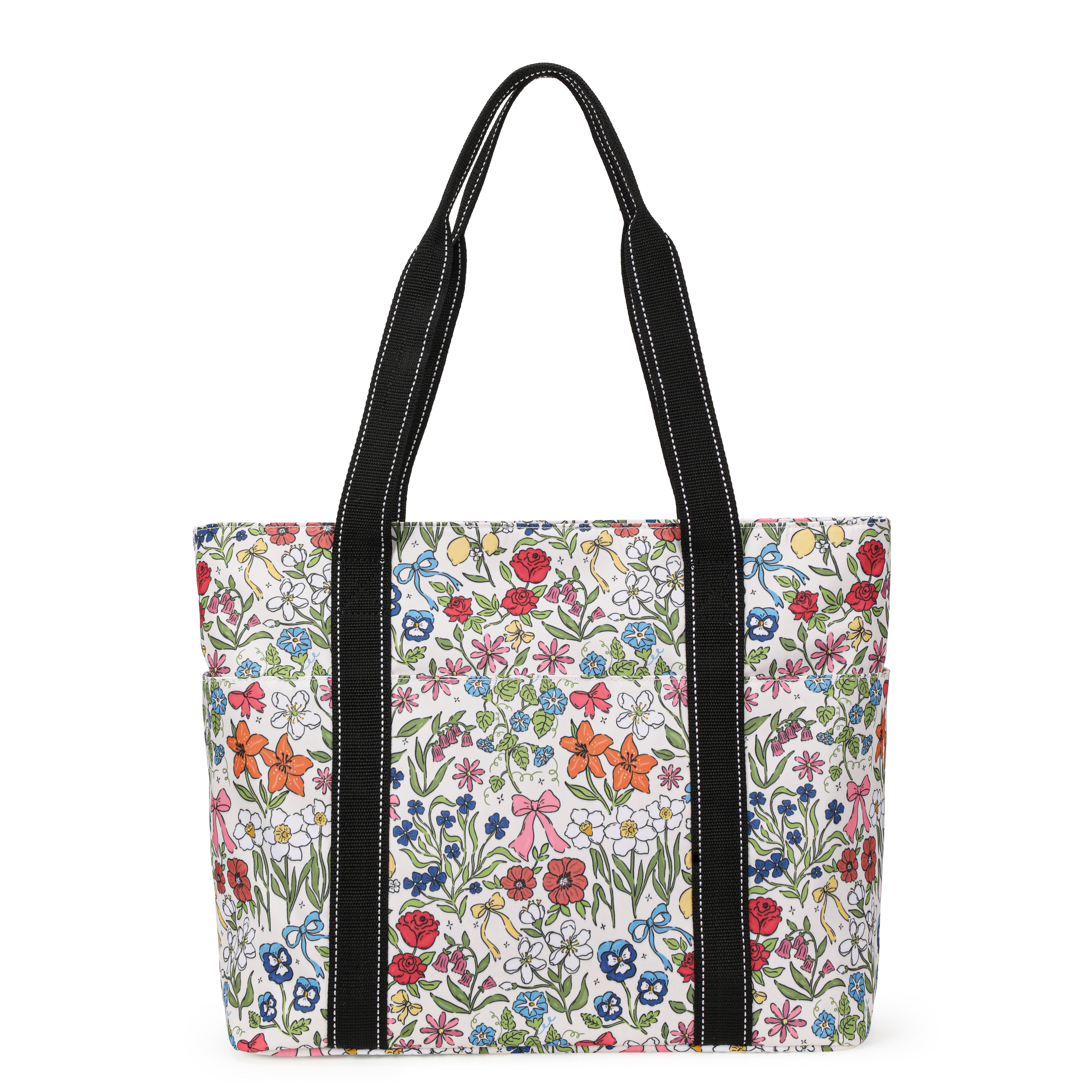 Happie Peppie Tote Bag for Women,Tote Bag with Laptop Compartment and Cup Holder,Shoulder Bag Handbag for Work, Travel, Gym, Nurse Teacher School ,with Multiple Pockets Top Zipper Closure