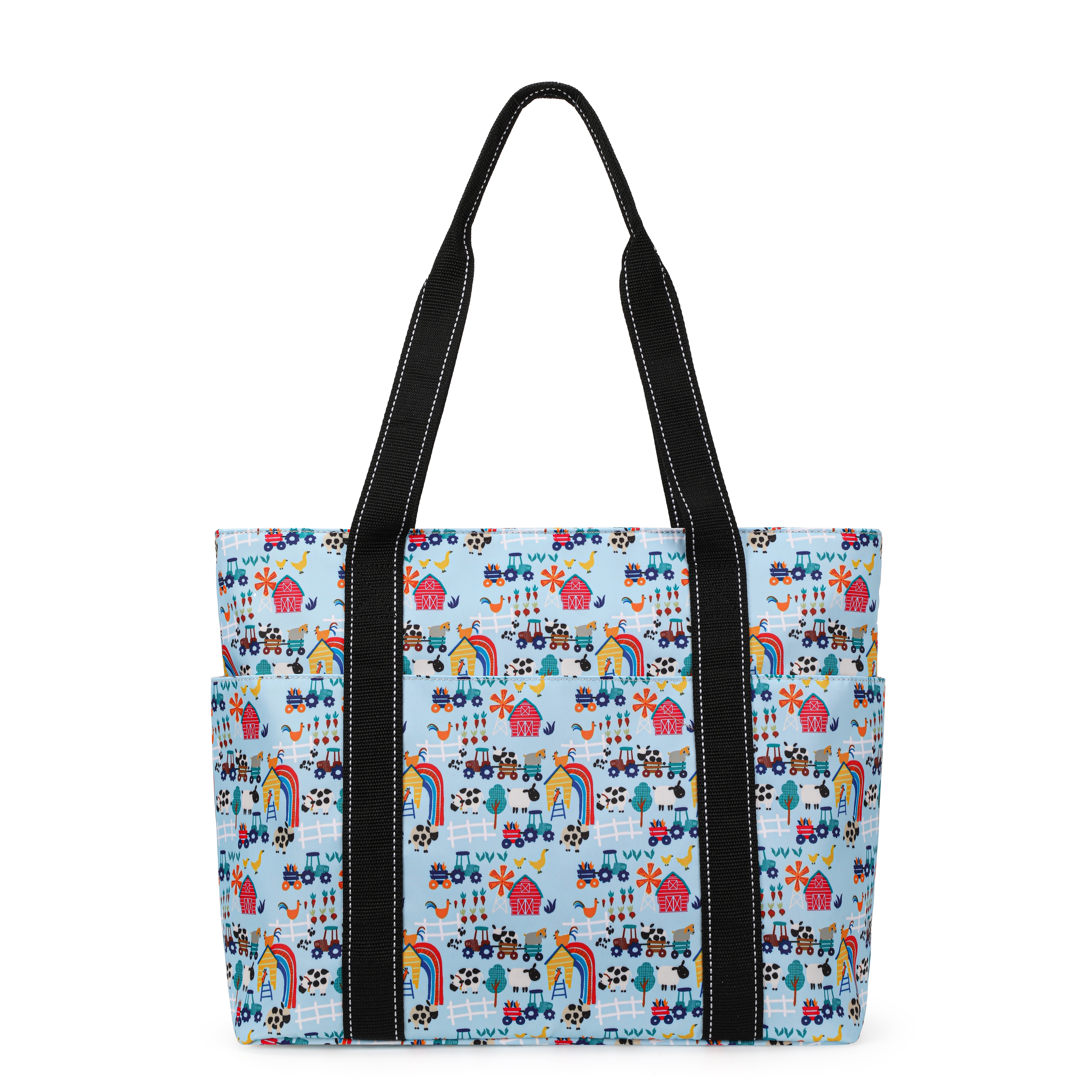 Happie Peppie Tote Bag for Women,Tote Bag with Laptop Compartment and Cup Holder,Shoulder Bag Handbag for Work, Travel, Gym, Nurse Teacher School ,with Multiple Pockets Top Zipper Closure