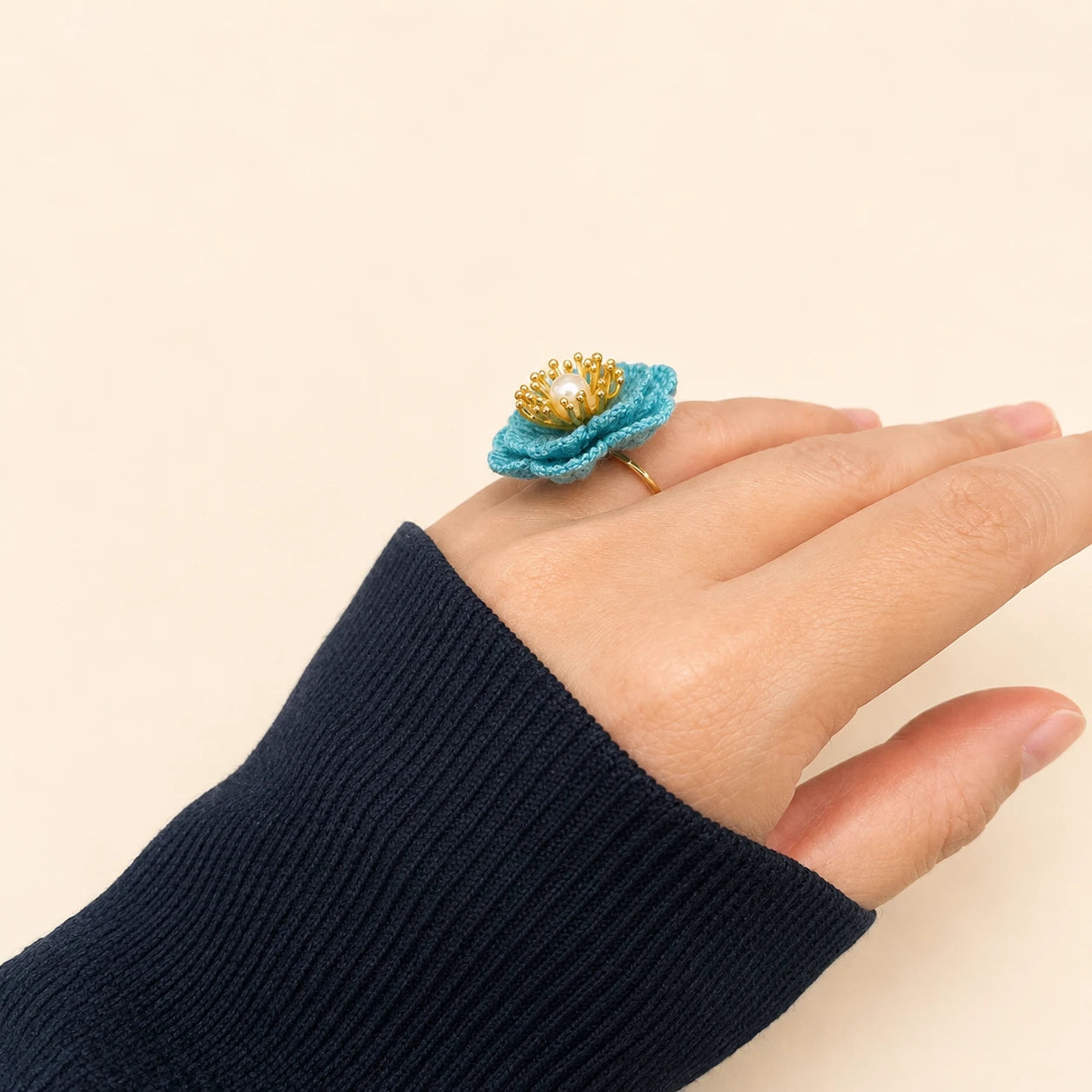 Handwoven Flower Adjustable Ring