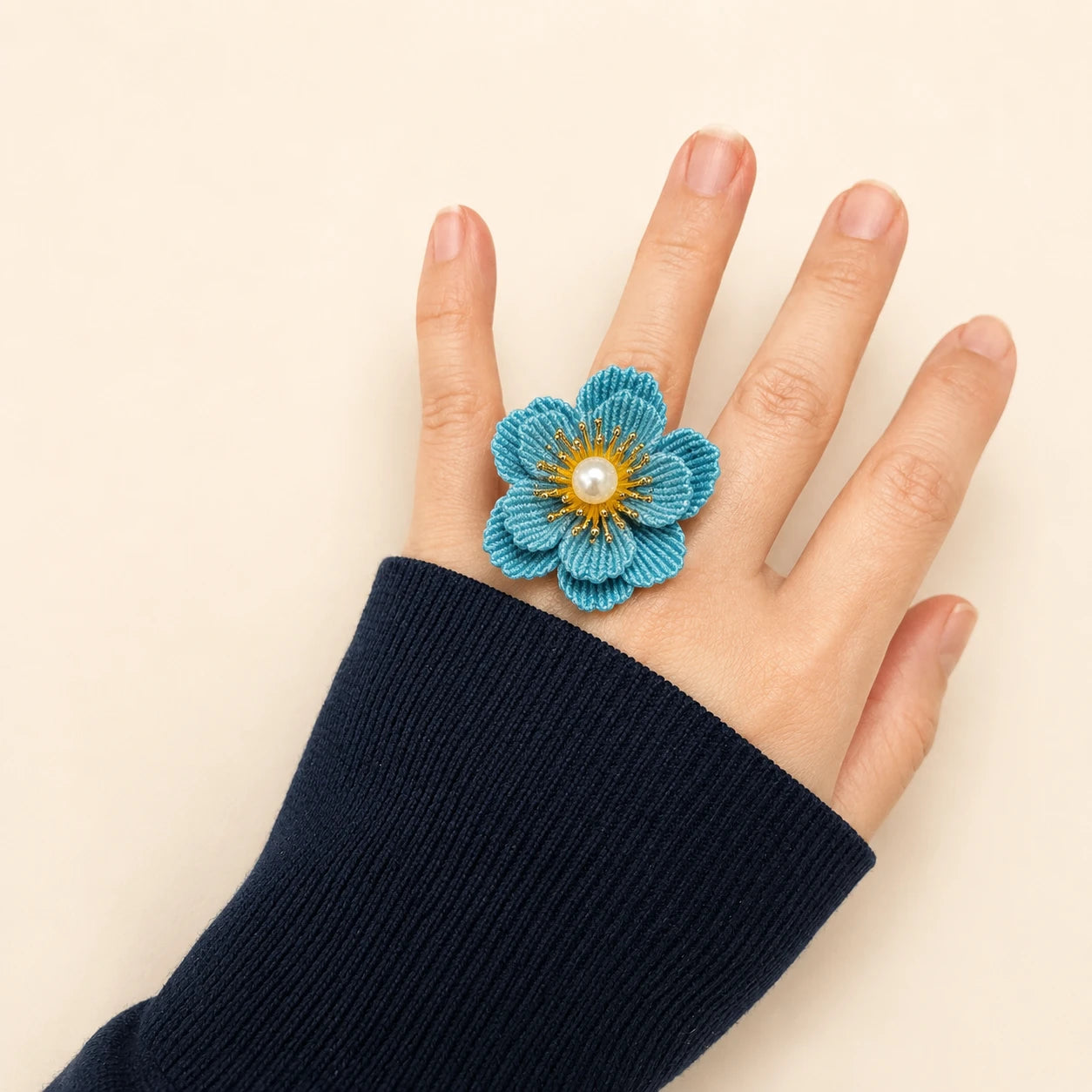 Handwoven Flower Adjustable Ring