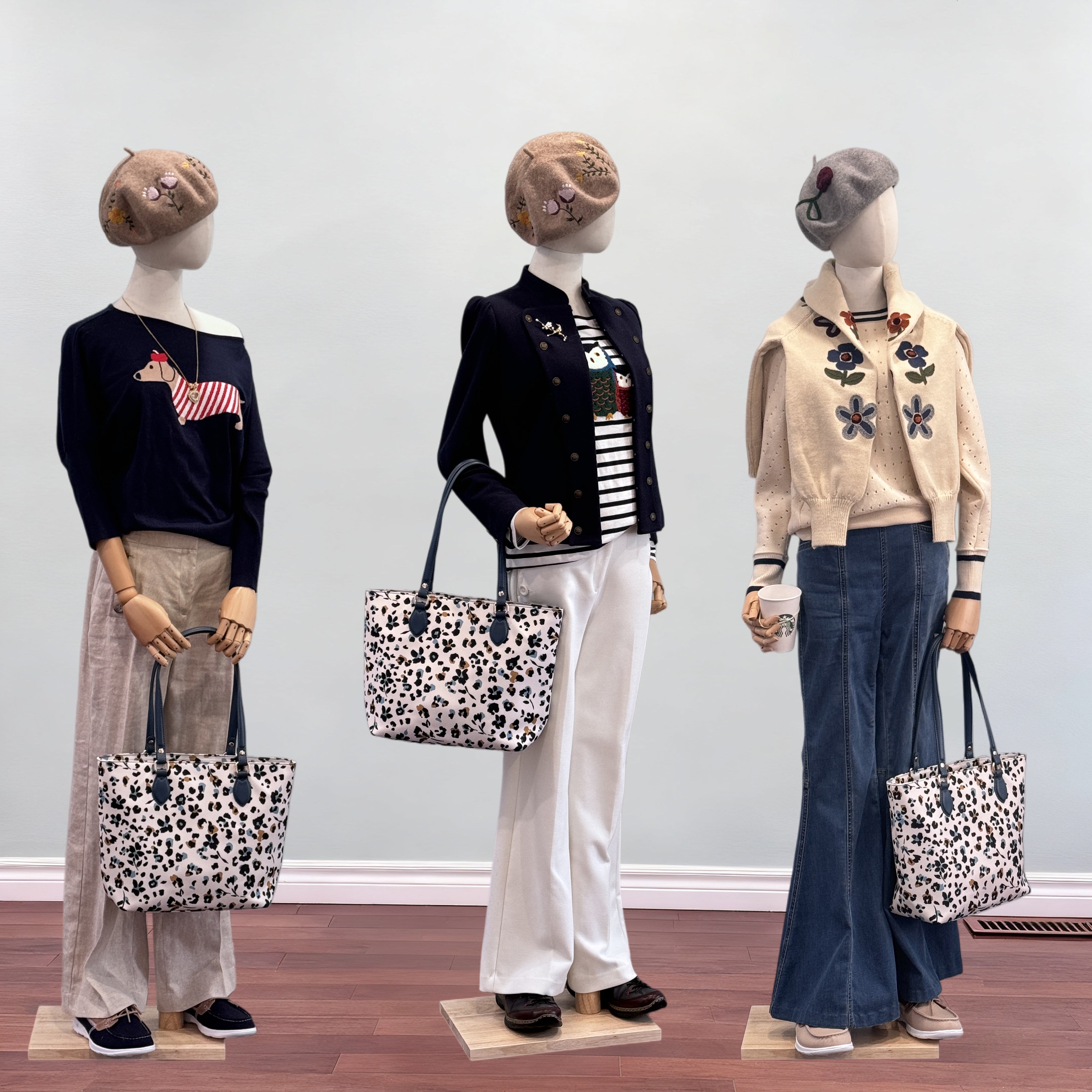 Cutie Kittie Tote bags for women, tote purse, nylon tote bag, with zipper and pockets, waterproof, lightweight,leopard