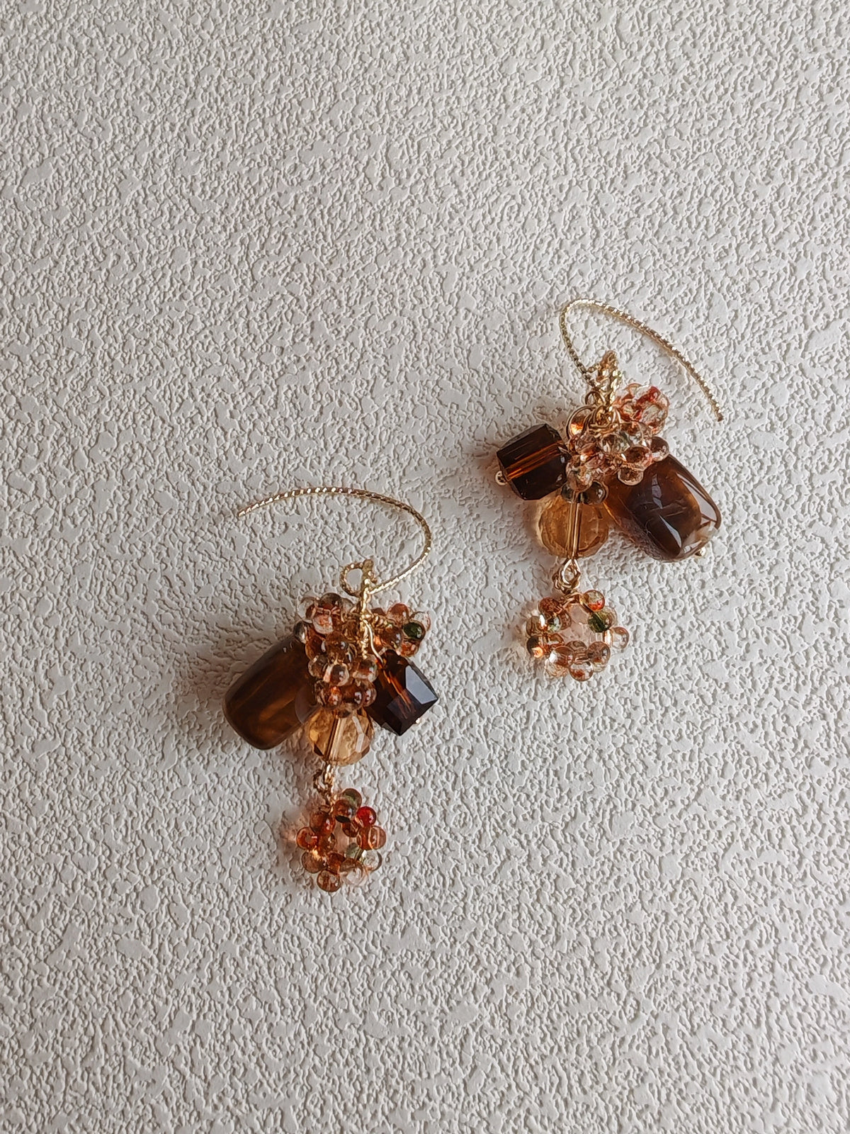 vintage brown beaded earrings