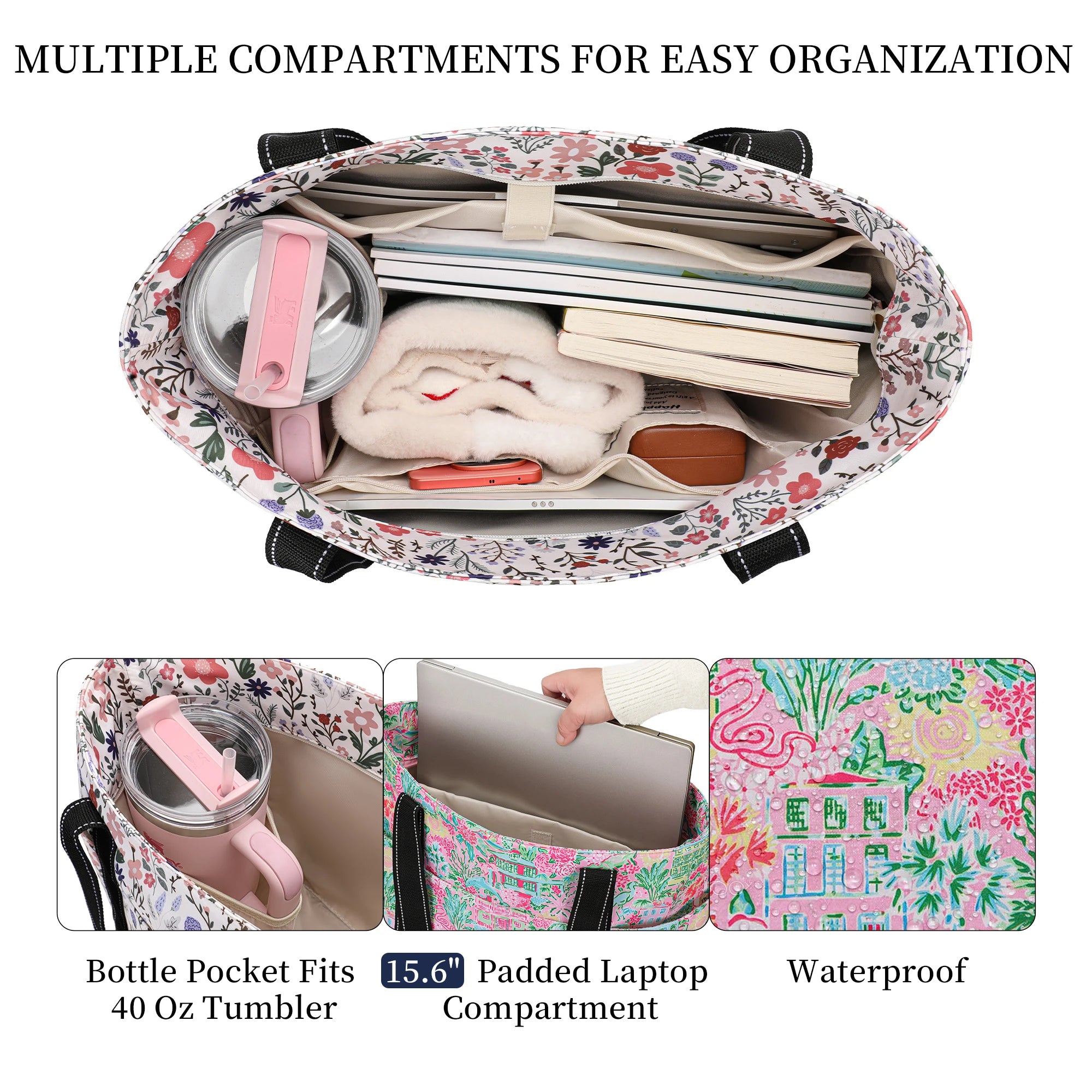 nylon tote bag with zipper