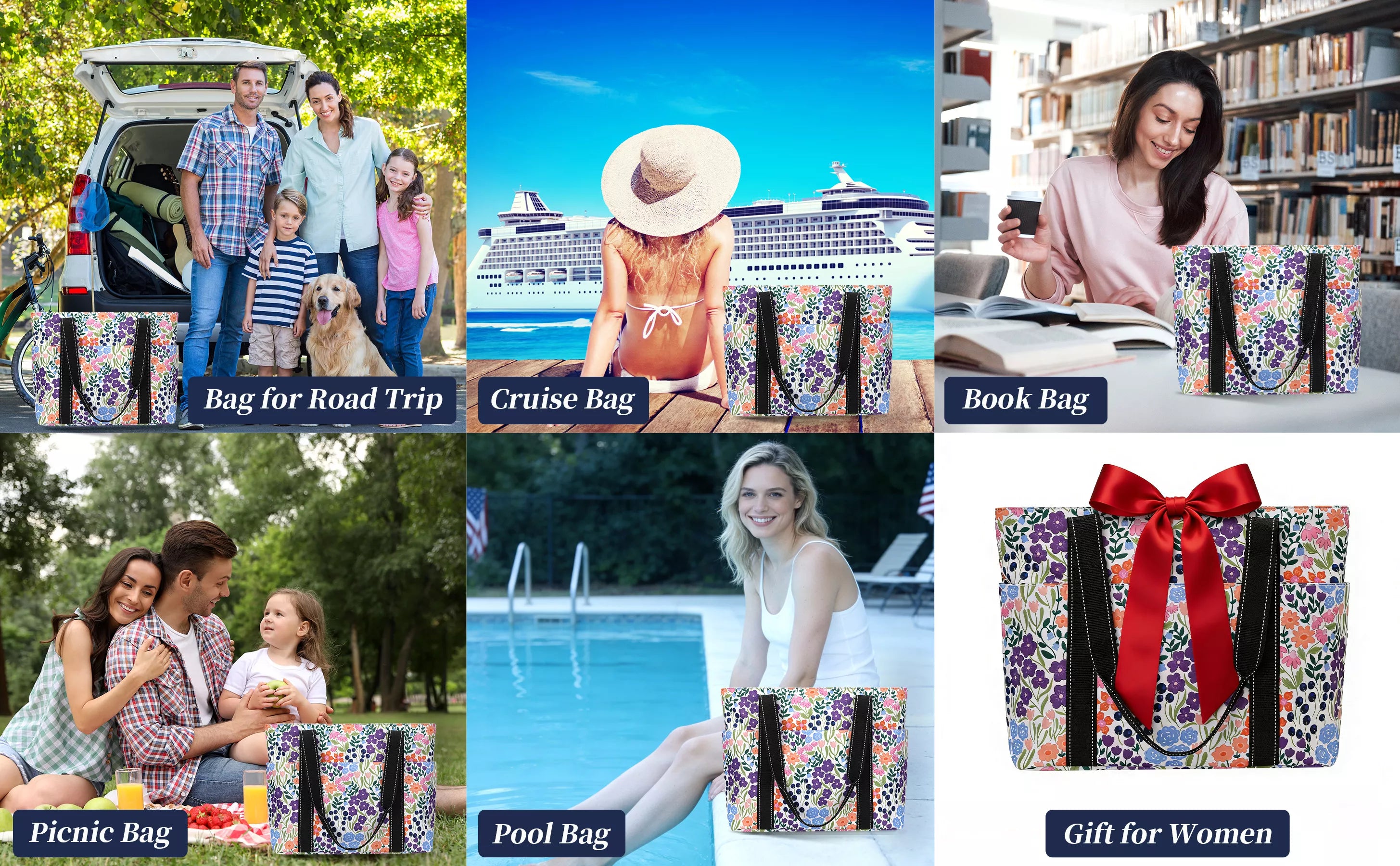 nylon tote bag with zipper