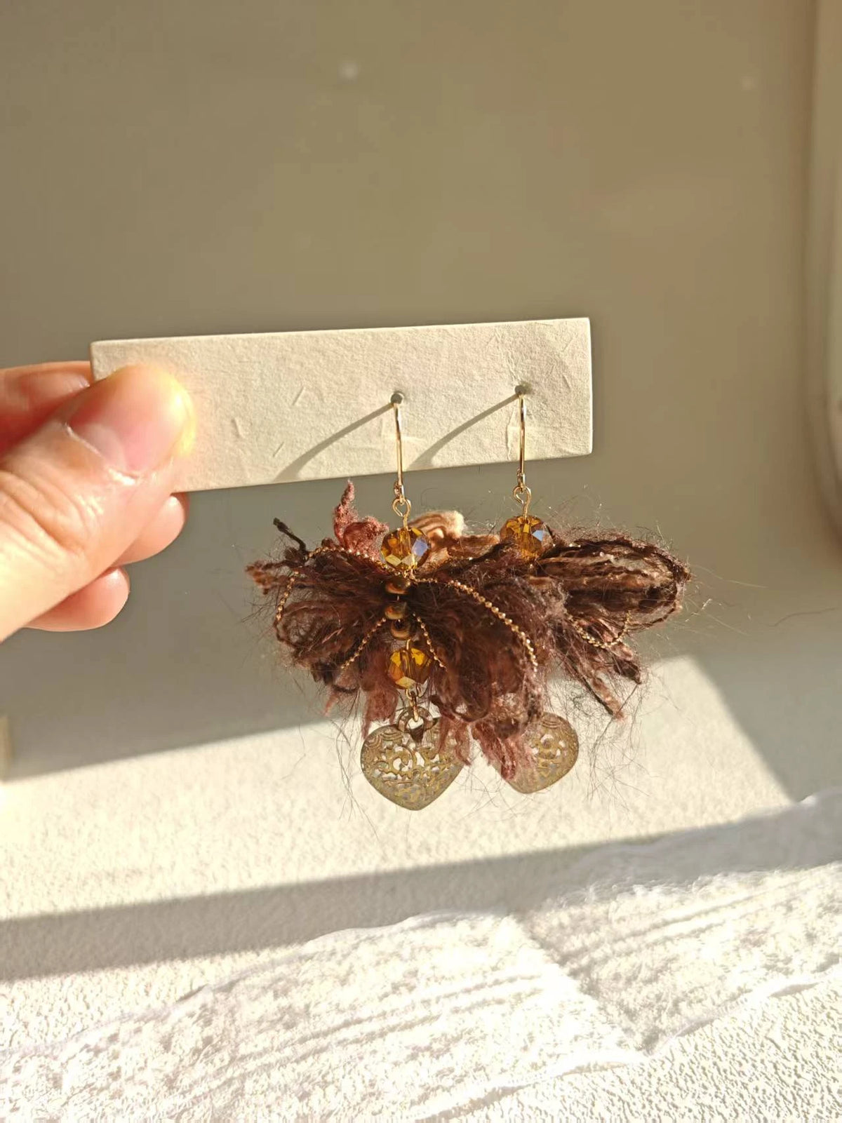 fabric butterfly dangle earrings
