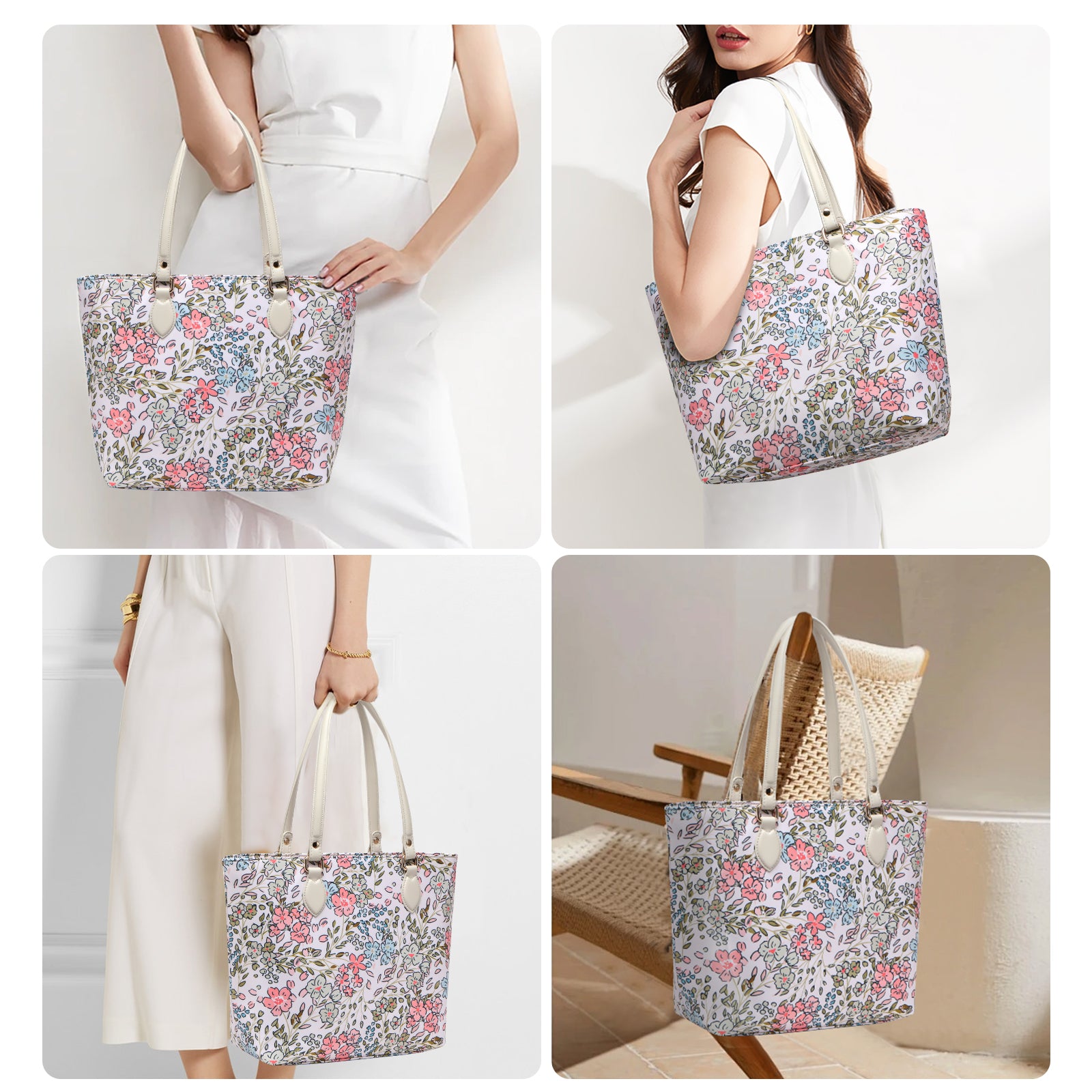 Cutie Kittie Tote bags for women, tote purse, nylon tote bag, with zipper and pockets, waterproof, lightweight，charming