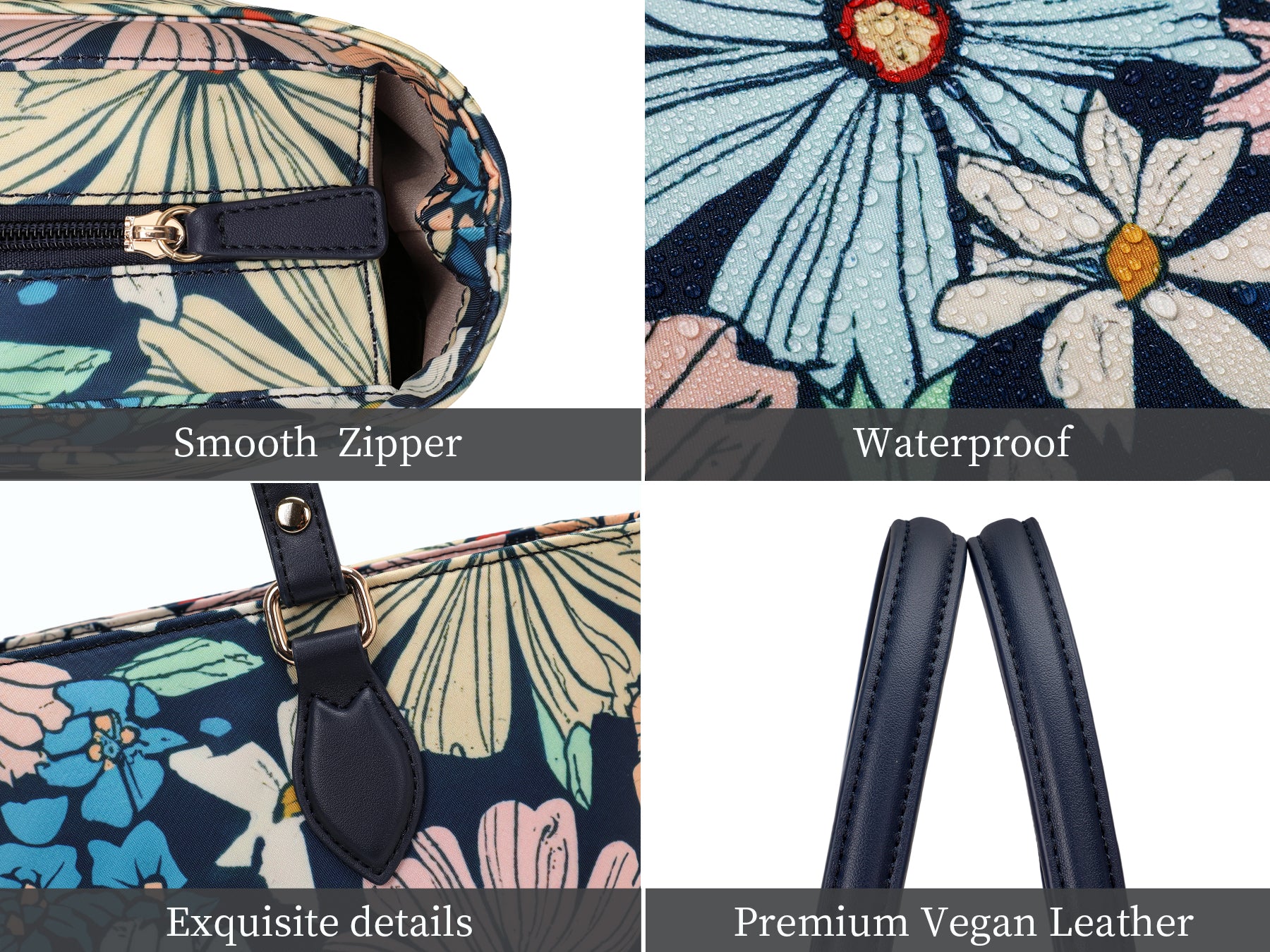 Cutie kittie tote bags for women, tote purse, nylon tote bag, with zipper and pockets, waterproof retro