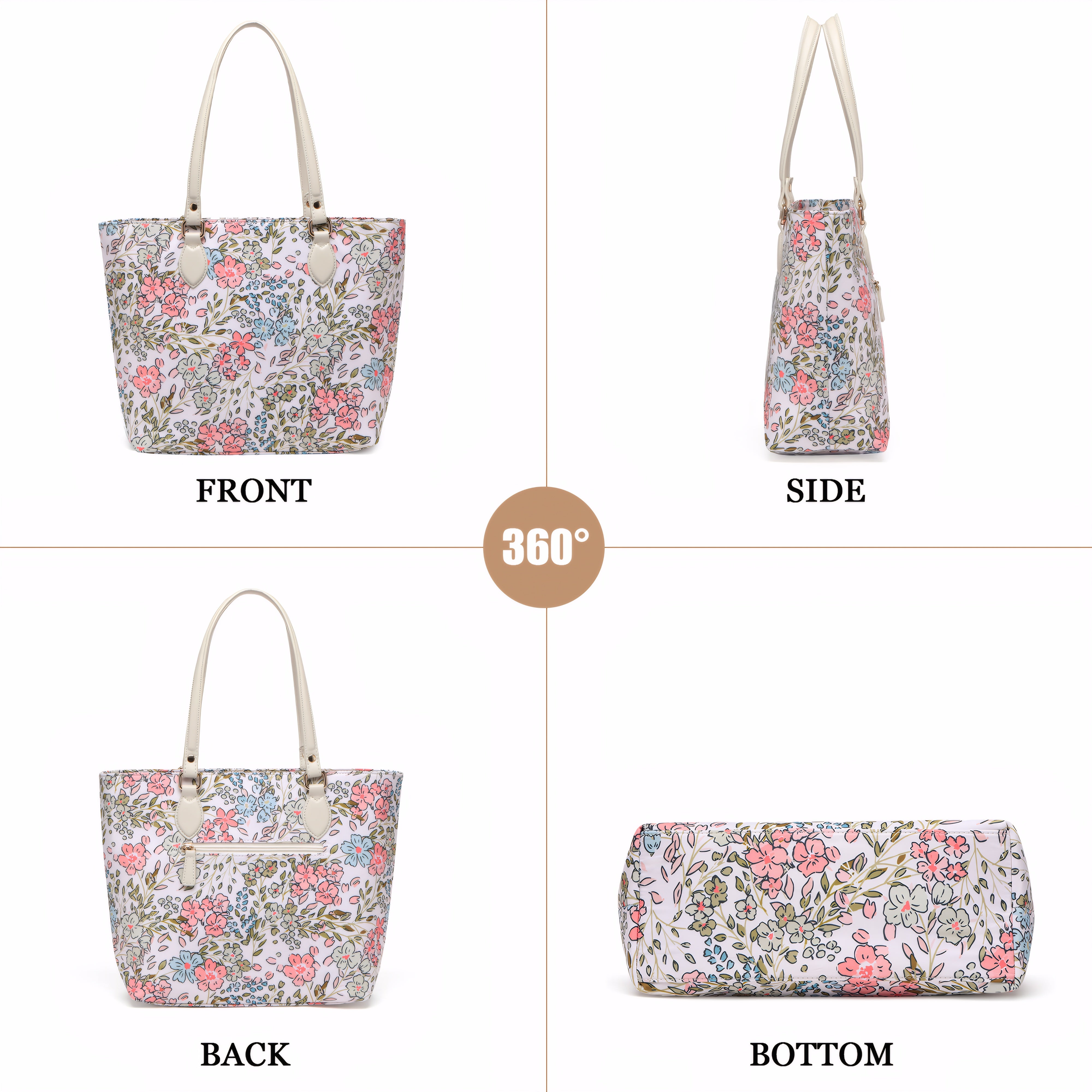 Cutie Kittie Tote bags for women, tote purse, nylon tote bag, with zipper and pockets, waterproof, lightweight，charming