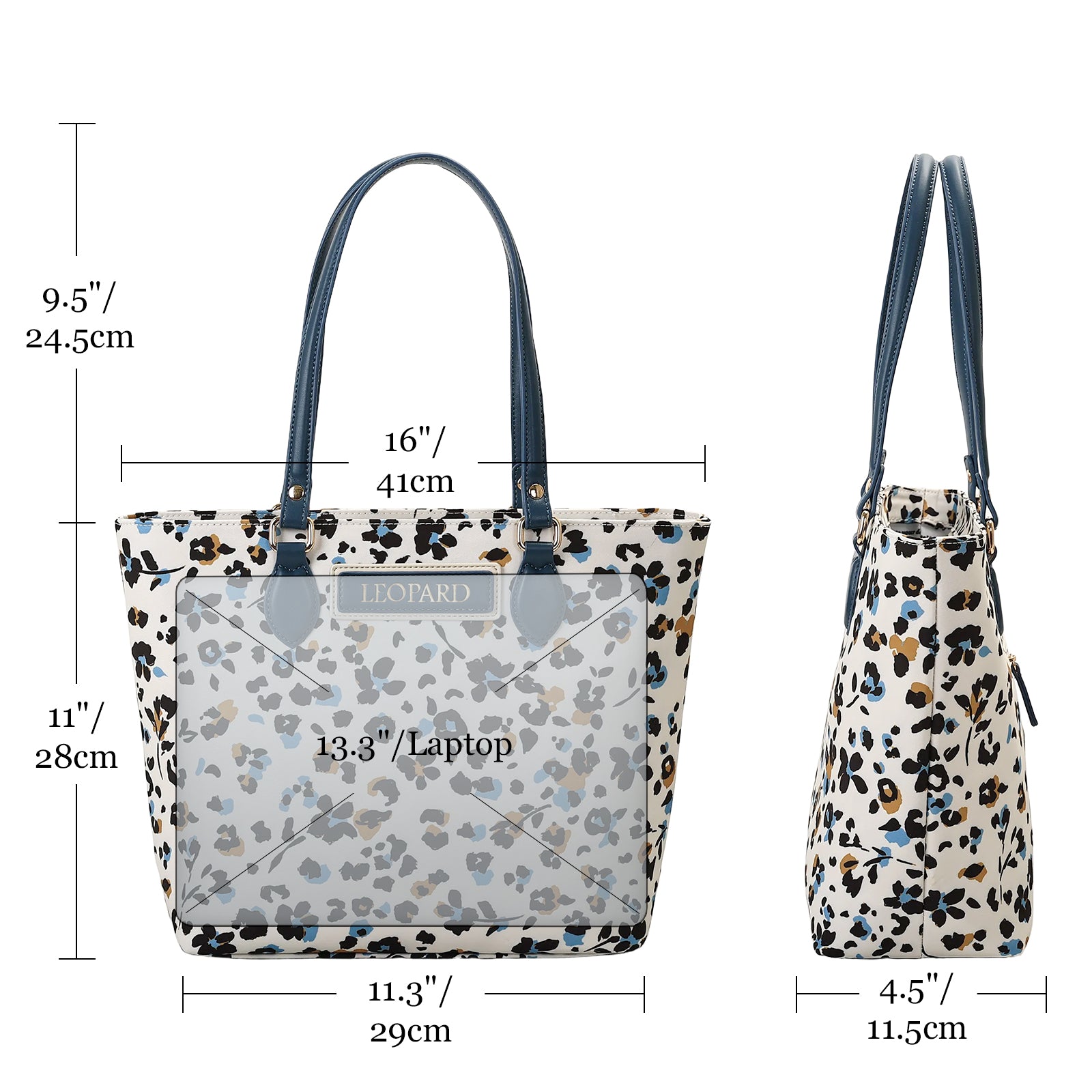 Cutie Kittie Tote bags for women, tote purse, nylon tote bag, with zipper and pockets, waterproof, lightweight，leopard