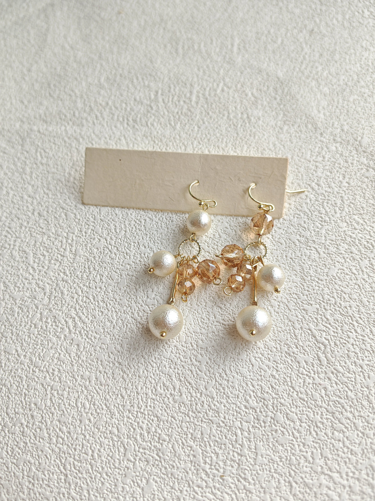 Champagne Pearl Crystal Drop Earrings Gold Dangle Earrings（Custom order）