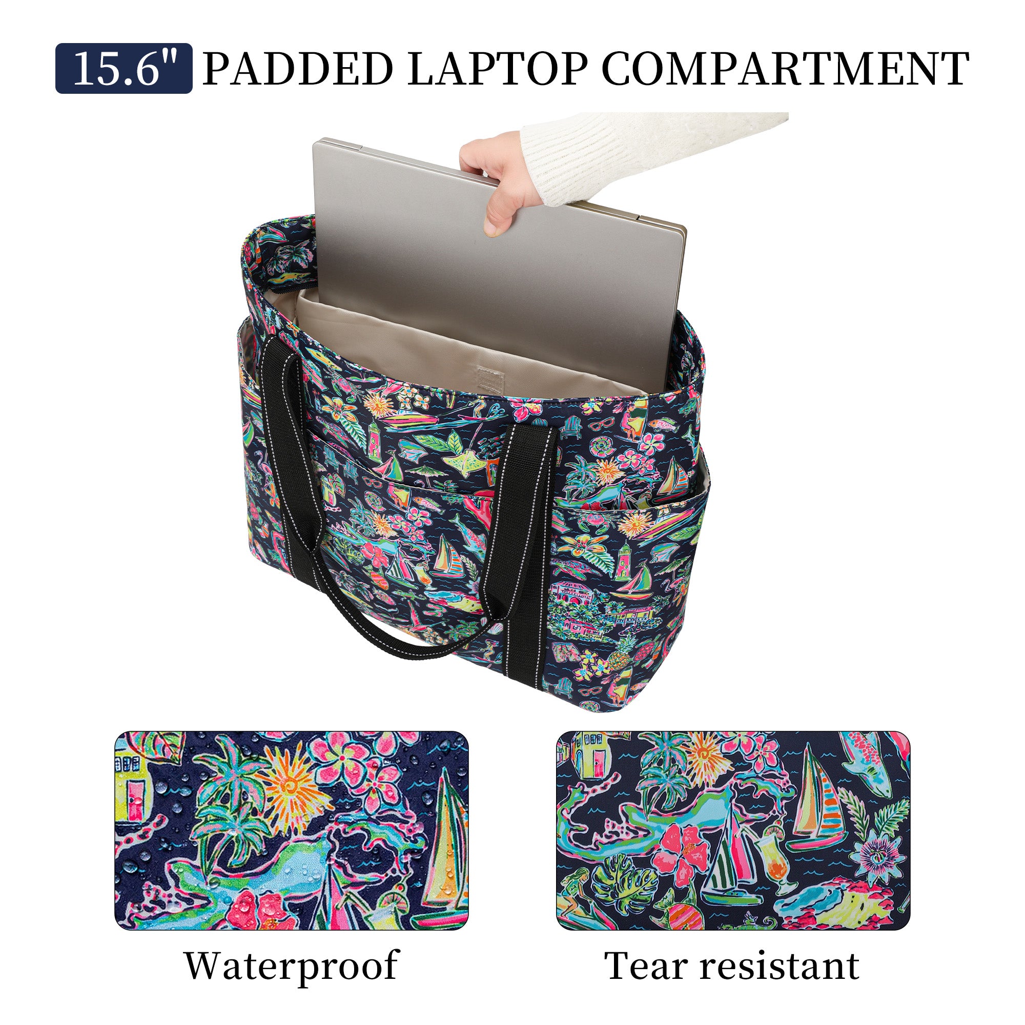 Happie Peppie Tote Bag for Women,Tote Bag with Laptop Compartment and Cup Holder,Shoulder Bag Handbag for Work, Travel, Gym, Nurse Teacher School ,with Multiple Pockets Top Zipper Closure