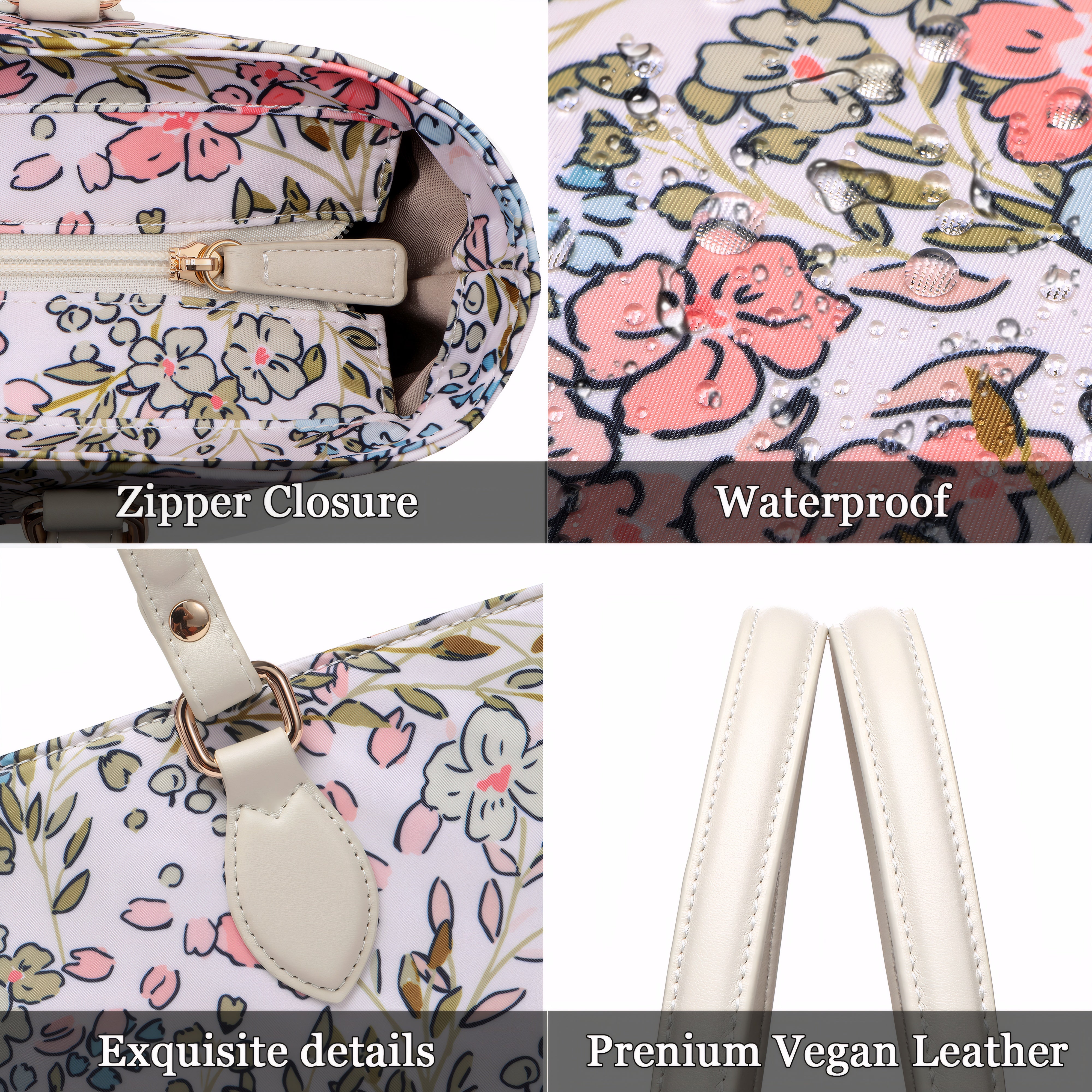 Cutie Kittie Tote bags for women, tote purse, nylon tote bag, with zipper and pockets, waterproof, lightweight，charming