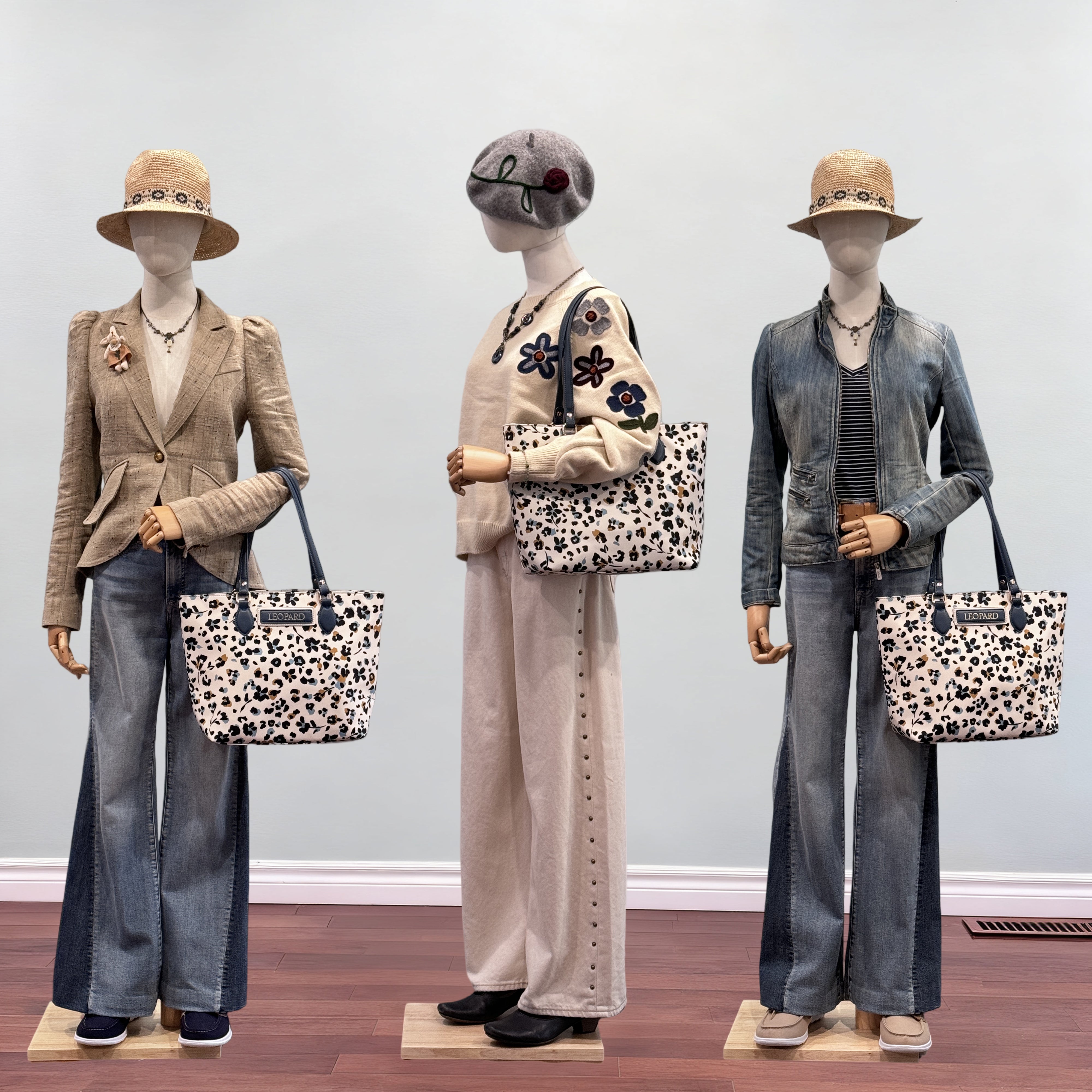 Cutie Kittie Tote bags for women, tote purse, nylon tote bag, with zipper and pockets, waterproof, lightweight，leopard