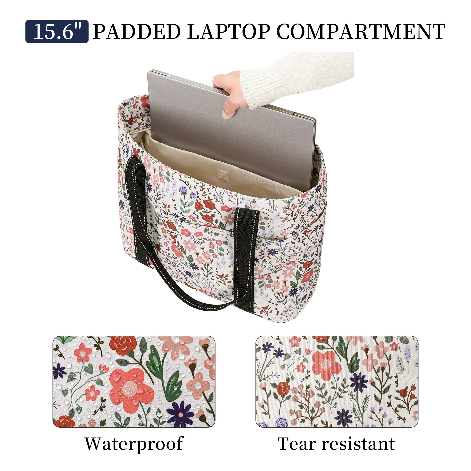 Happie Peppie Tote Bag for Women,Tote Bag with Laptop Compartment and Cup Holder,Shoulder Bag Handbag for Work, Travel, Gym, Nurse Teacher School ,with Multiple Pockets Top Zipper Closure