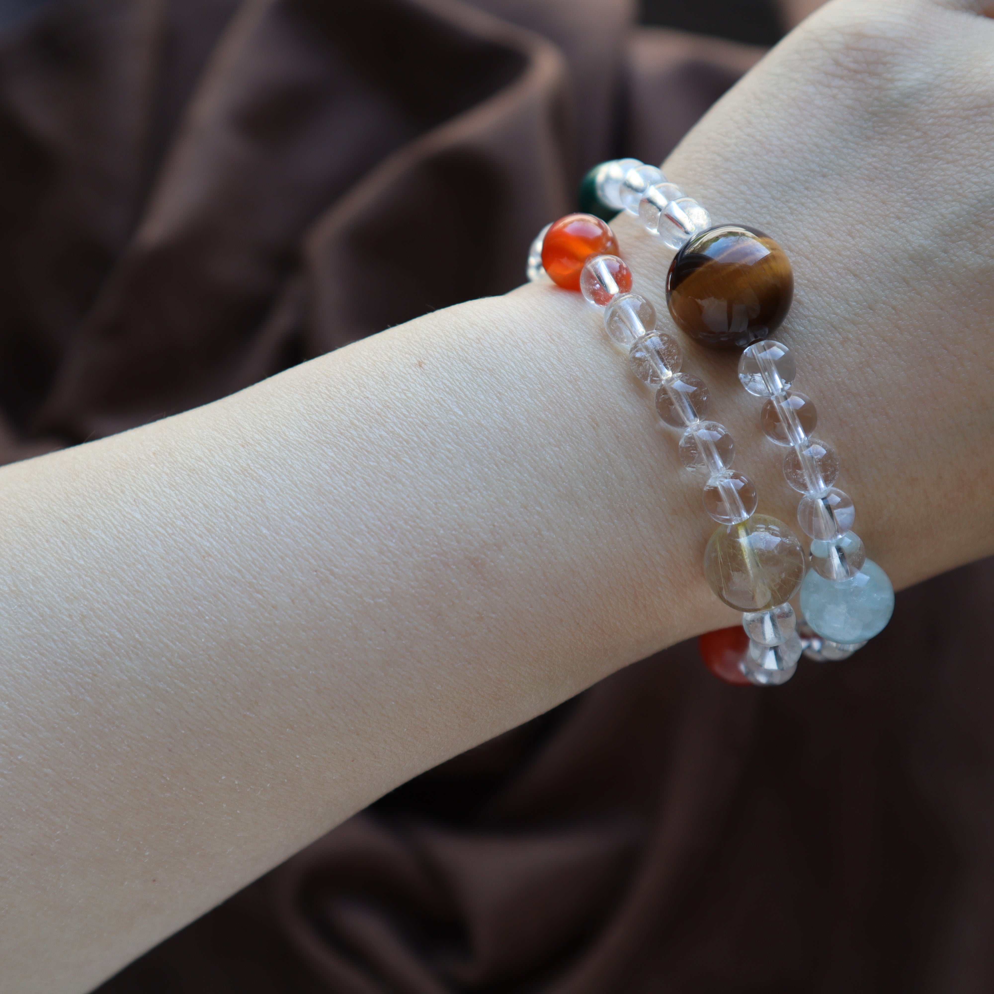 Space-Agate Serpentine Rutilated Quartz Malachite Aquamarine