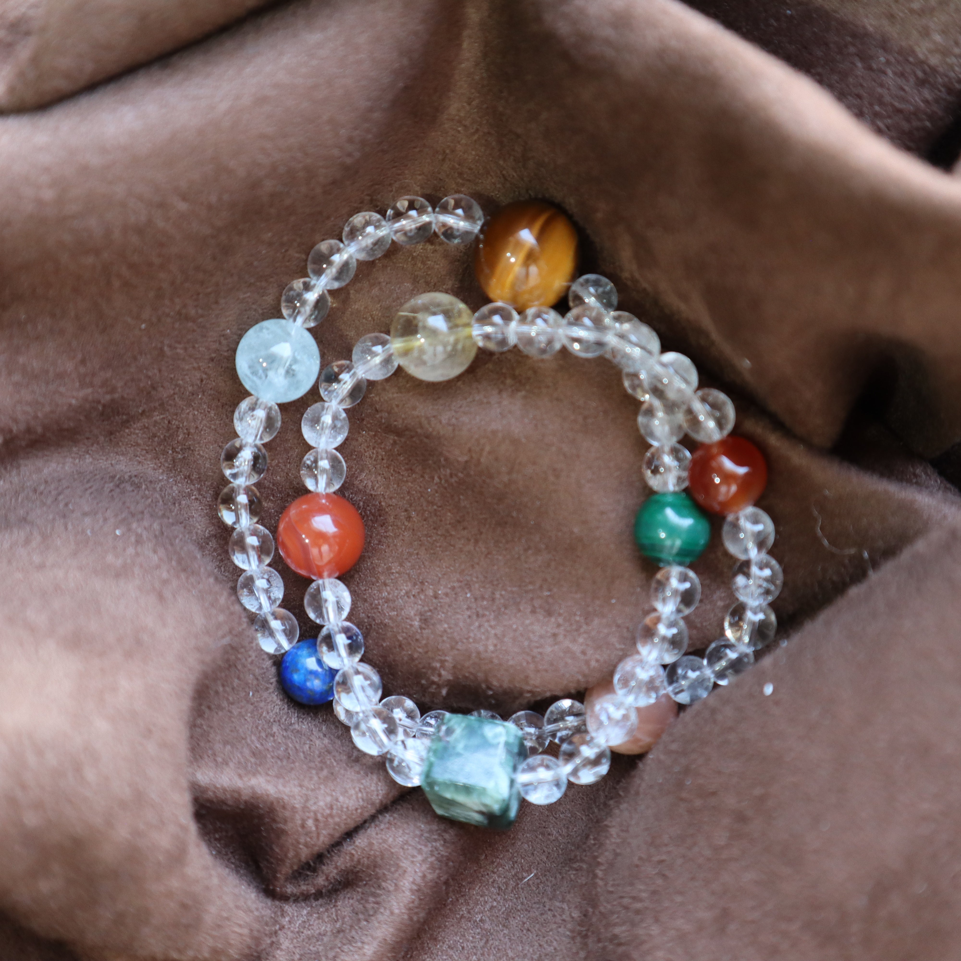 Space-Agate Serpentine Rutilated Quartz Malachite Aquamarine