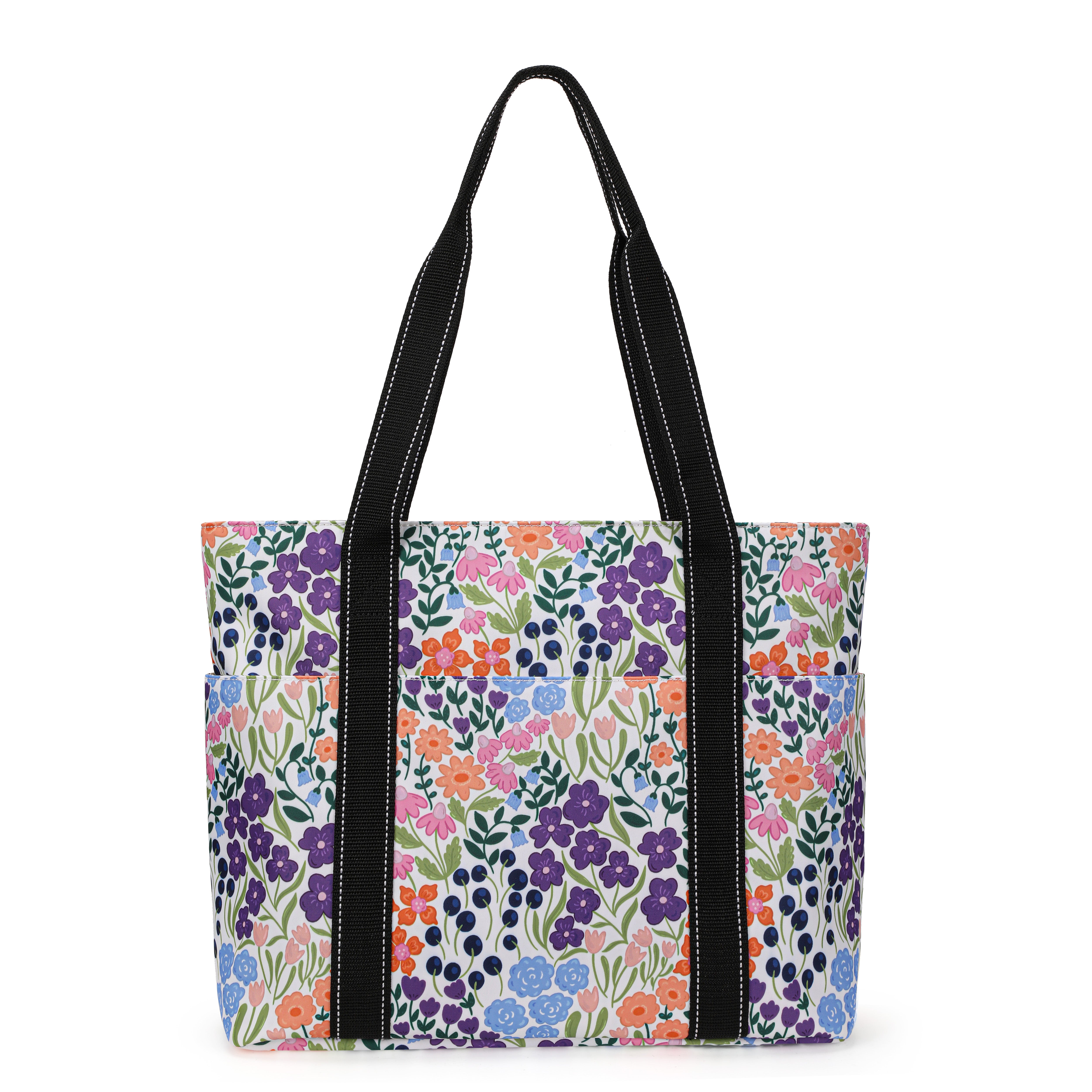 Happie Peppie Tote Bag for Women,Tote Bag with Laptop Compartment and Cup Holder,Shoulder Bag Handbag for Work, Travel, Gym, Nurse Teacher School ,with Multiple Pockets Top Zipper Closure