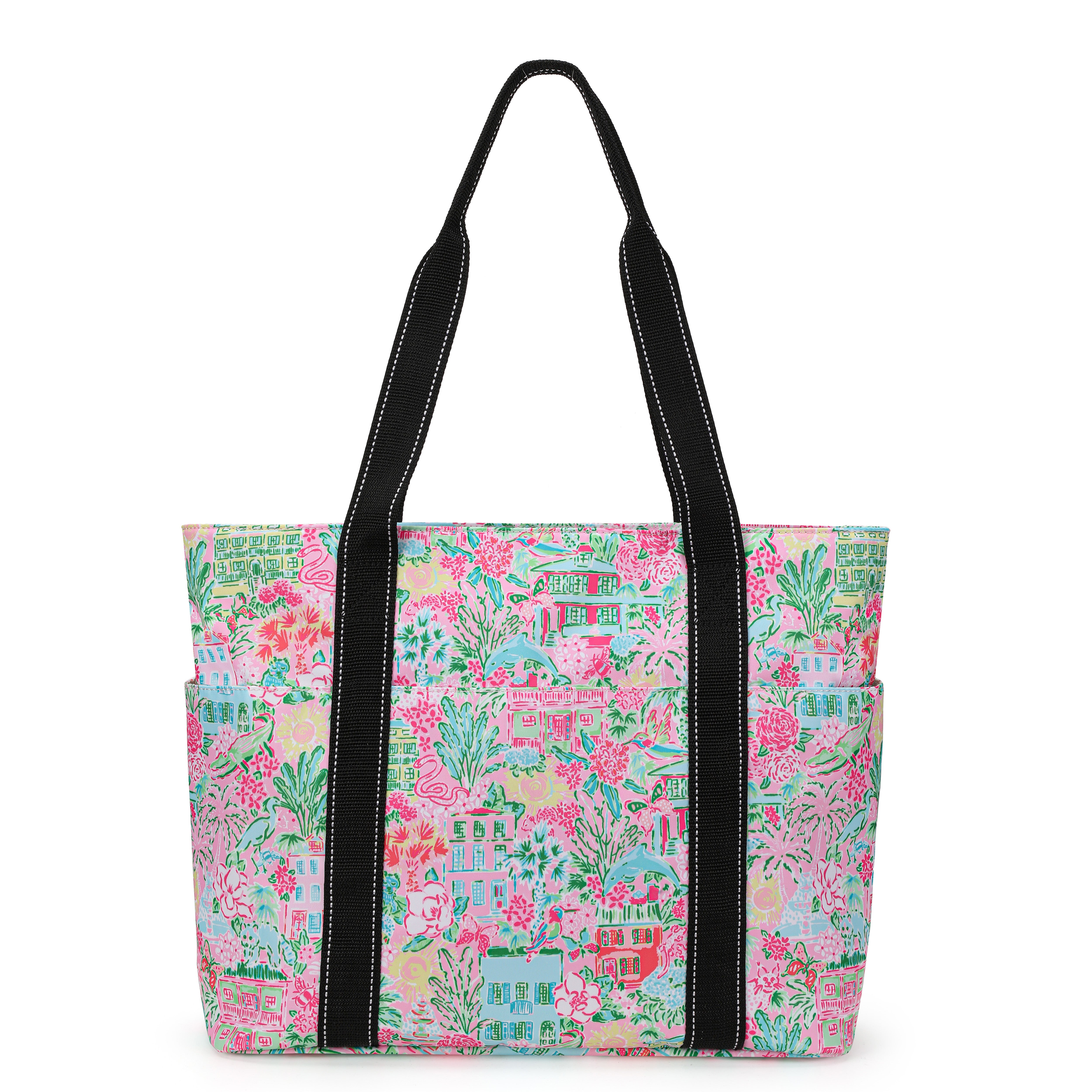 Happie Peppie Tote Bag for Women,Tote Bag with Laptop Compartment and Cup Holder,Shoulder Bag Handbag for Work, Travel, Gym, Nurse Teacher School ,with Multiple Pockets Top Zipper Closure