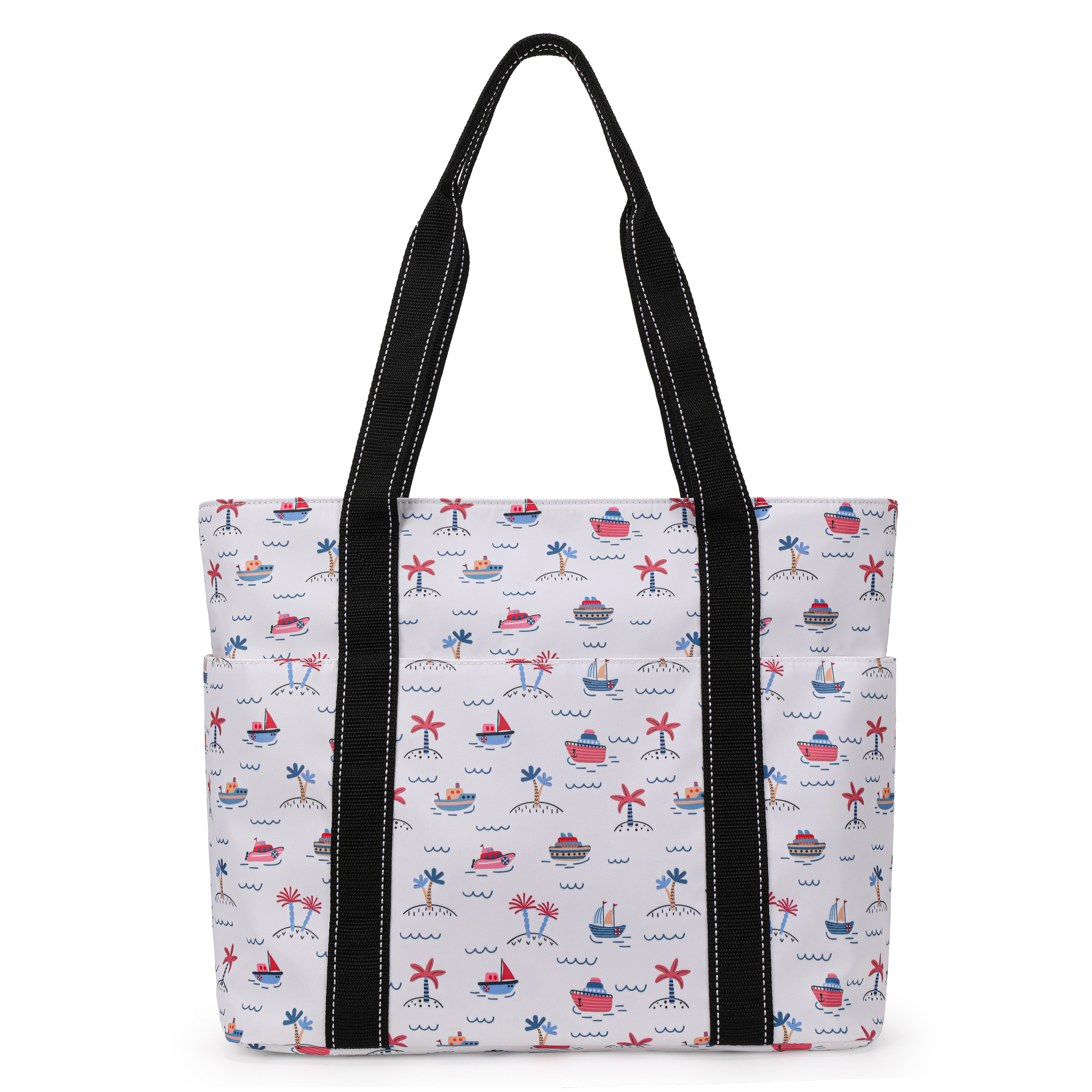 Happie Peppie Tote Bag for Women,Tote Bag with Laptop Compartment and Cup Holder,Shoulder Bag Handbag for Work, Travel, Gym, Nurse Teacher School ,with Multiple Pockets Top Zipper Closure Little Fleet