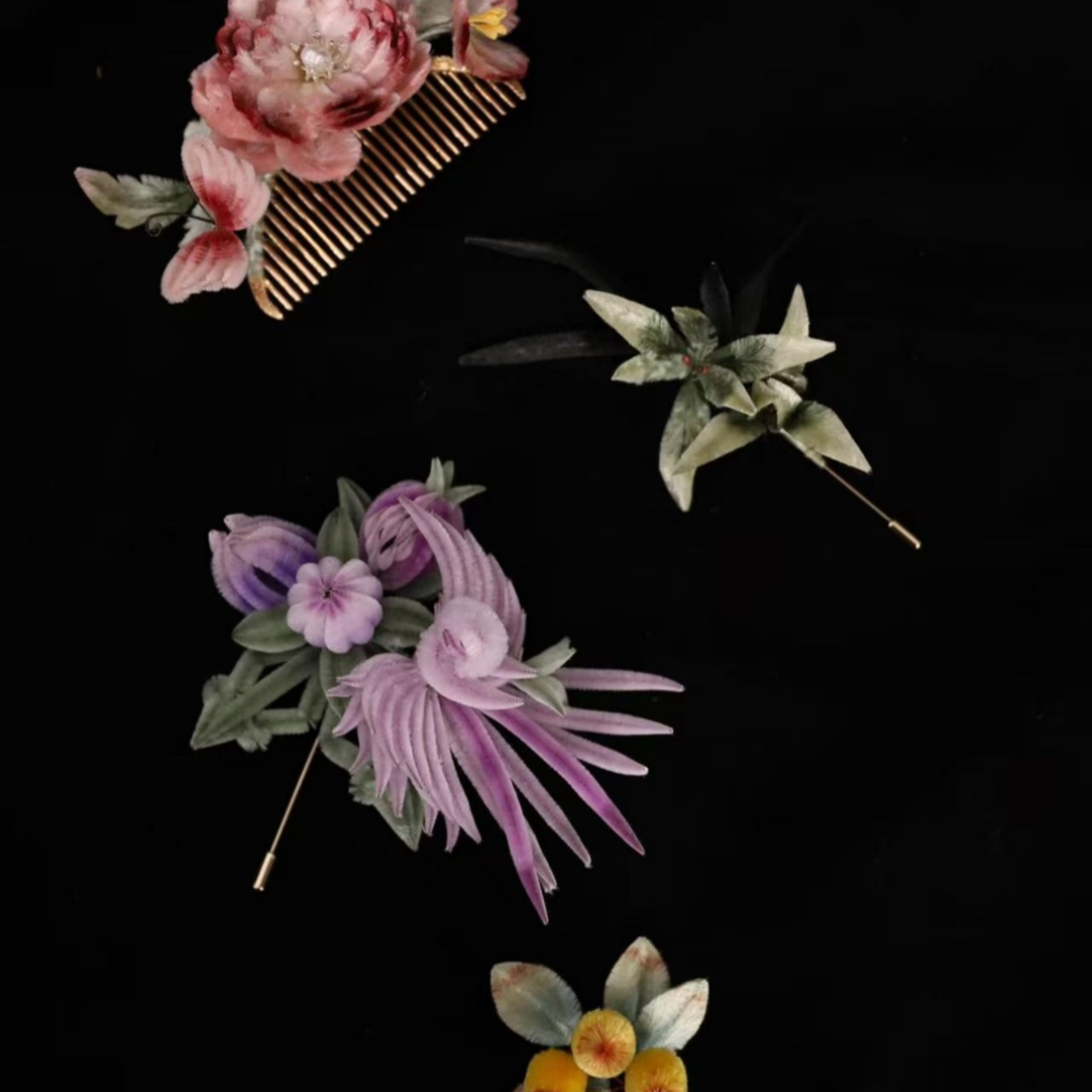 Handmade Three Blessings Ronghua Brooch