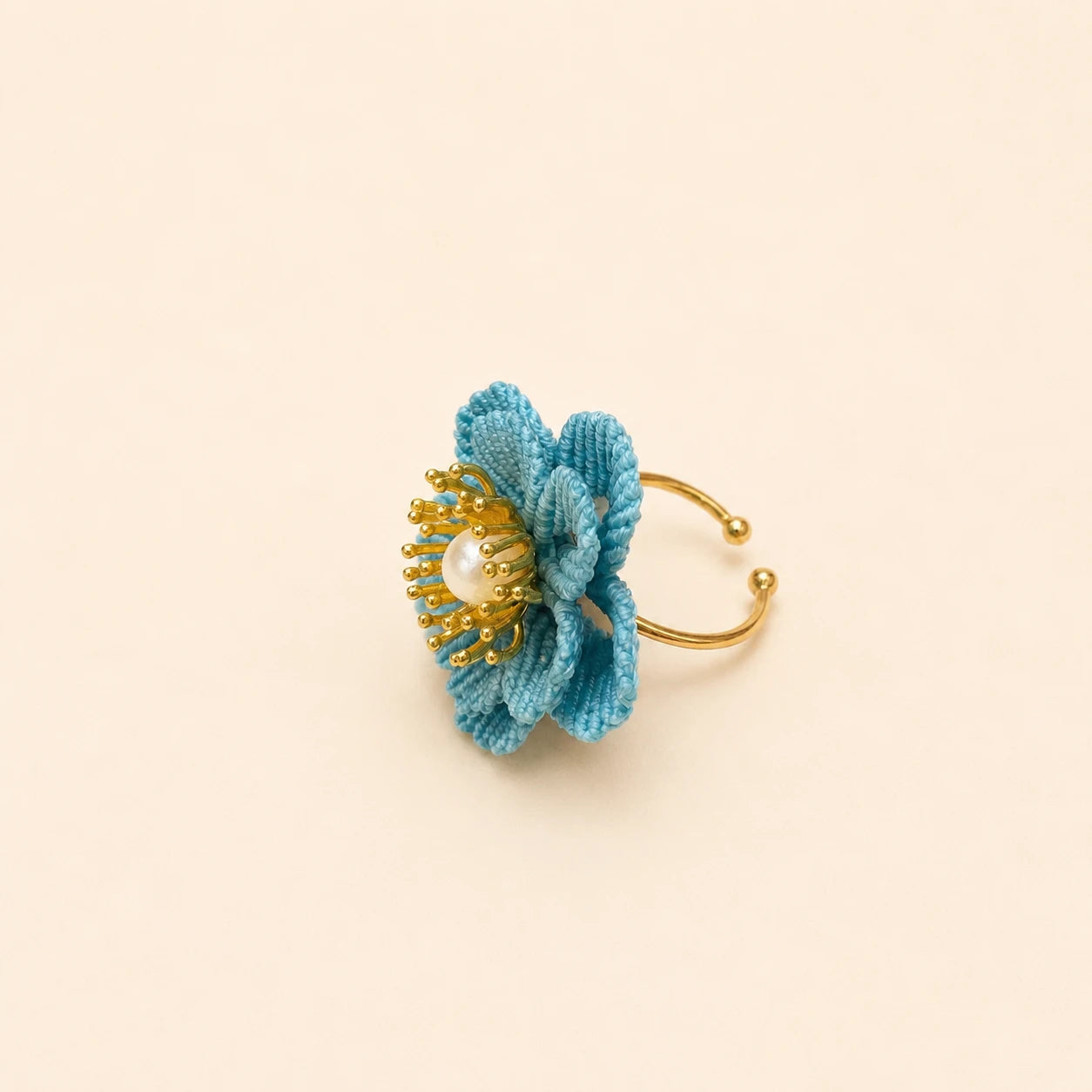 Handwoven Flower Adjustable Ring