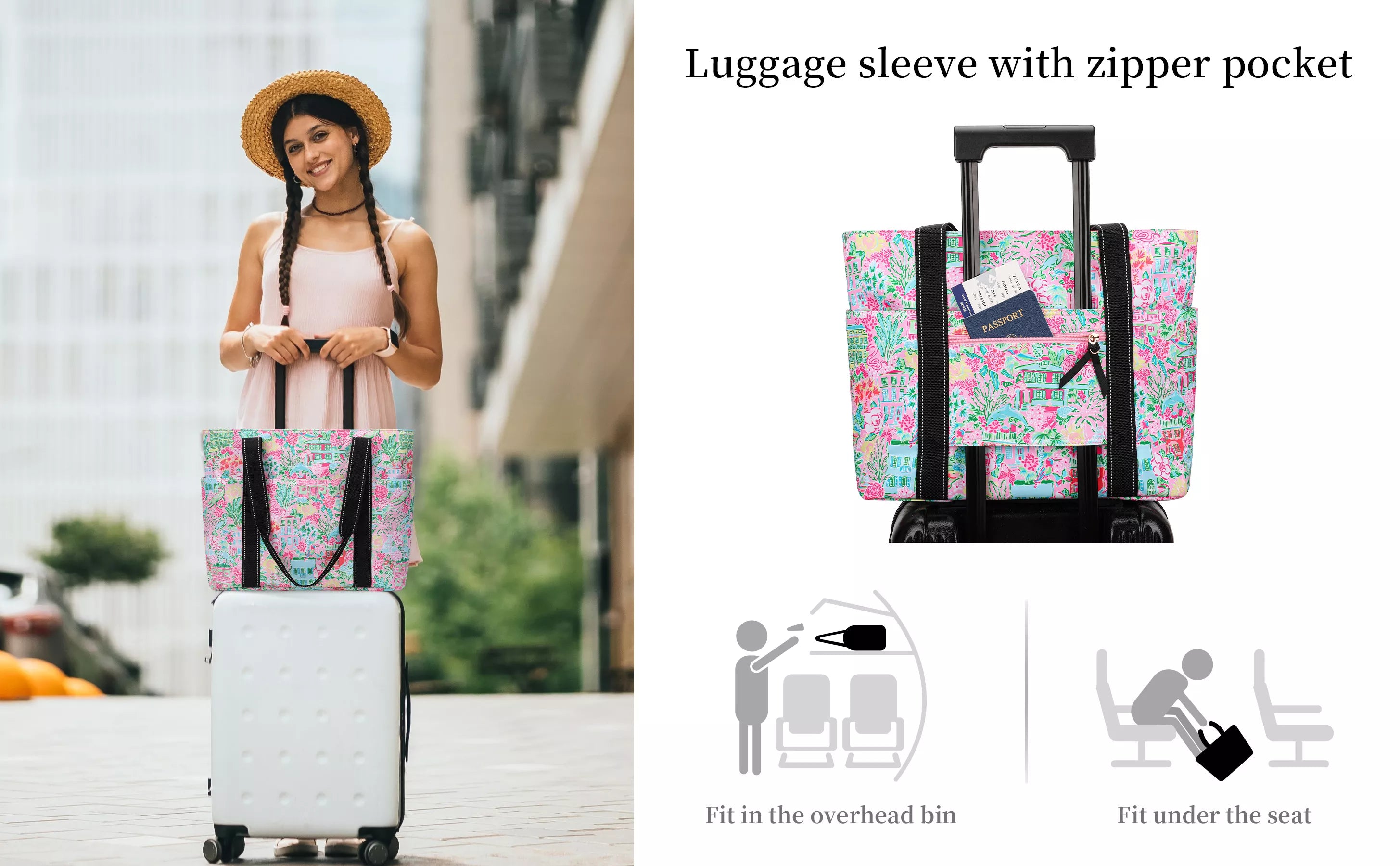 Happie Peppie Best Travel Tote  for Women Pink Oasis