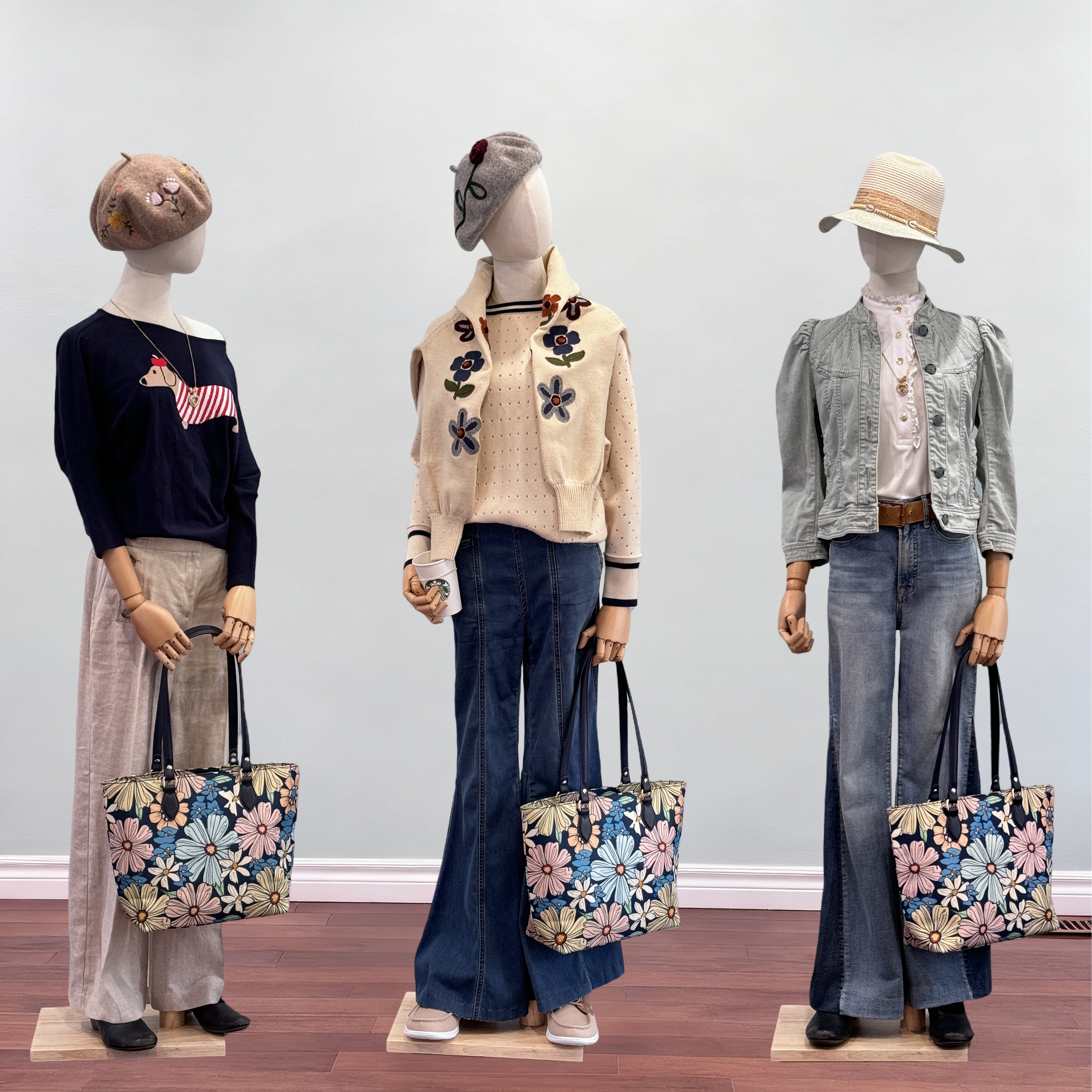 Cutie kittie tote bags for women, tote purse, nylon tote bag, with zipper and pockets, waterproof retro