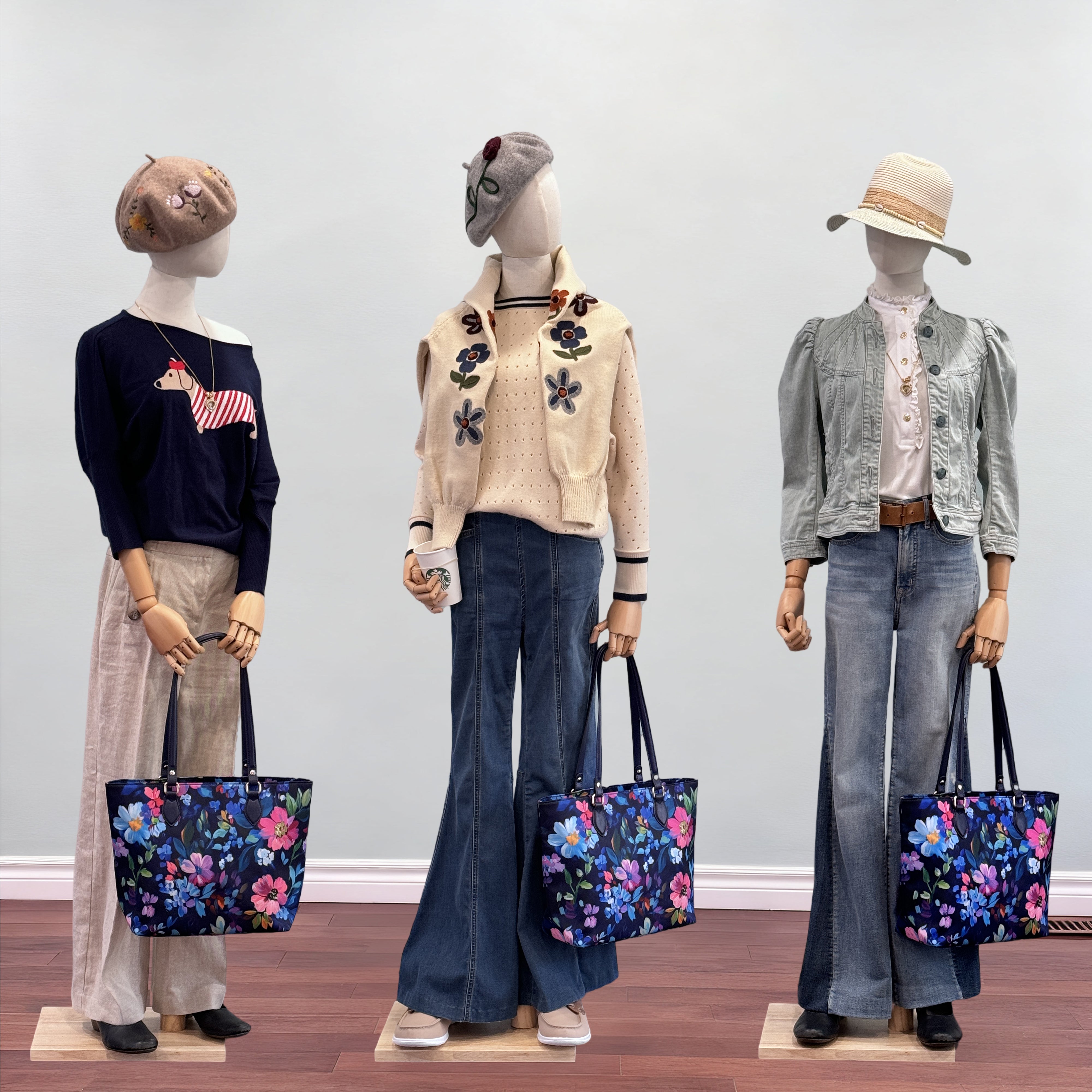 Cutie kittie tote bags for women, tote purse, nylon tote bag, with zipper and pockets, waterproof delight