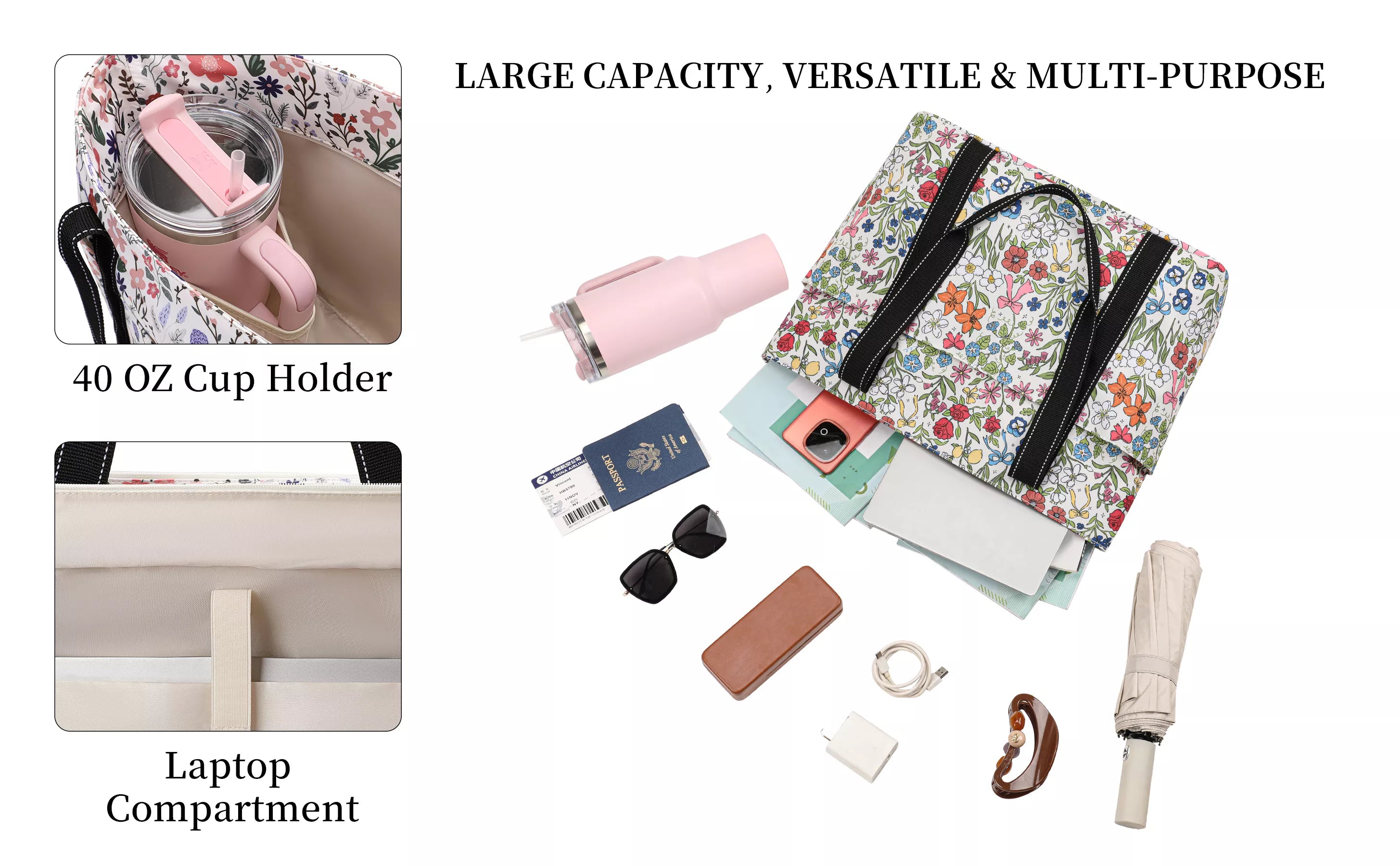 tote bag with water bottle pocket
