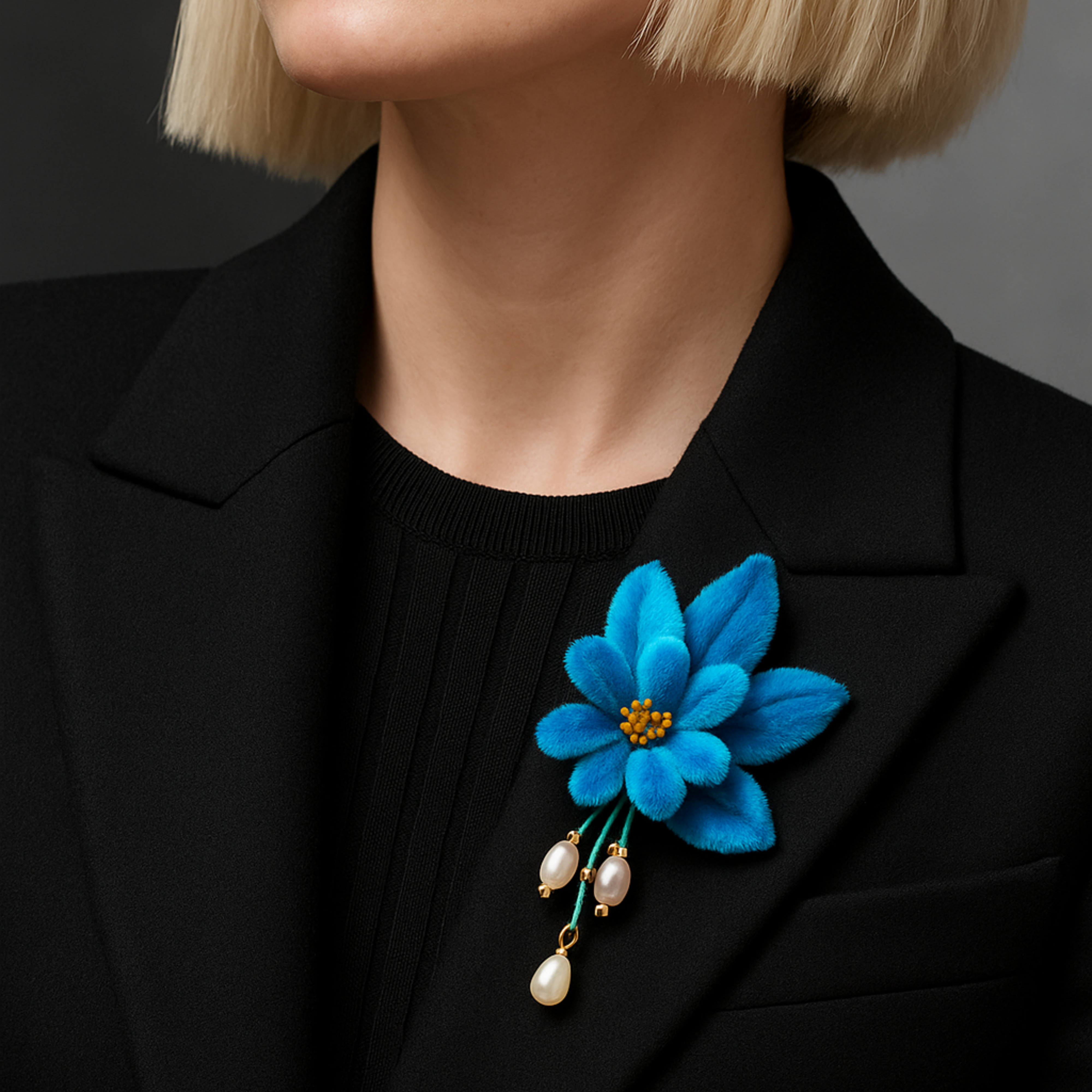 Handmade Blue Ronghua Brooch