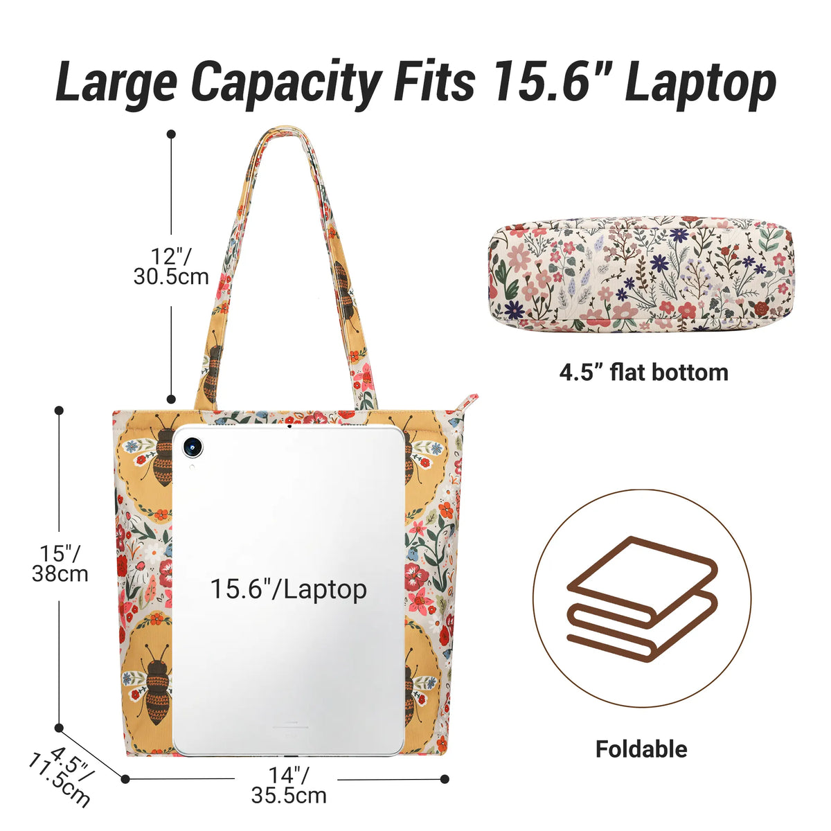 work tote  with zipper and pocket
