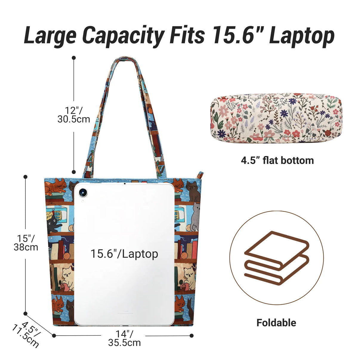laptop tote  with zipper and pocket