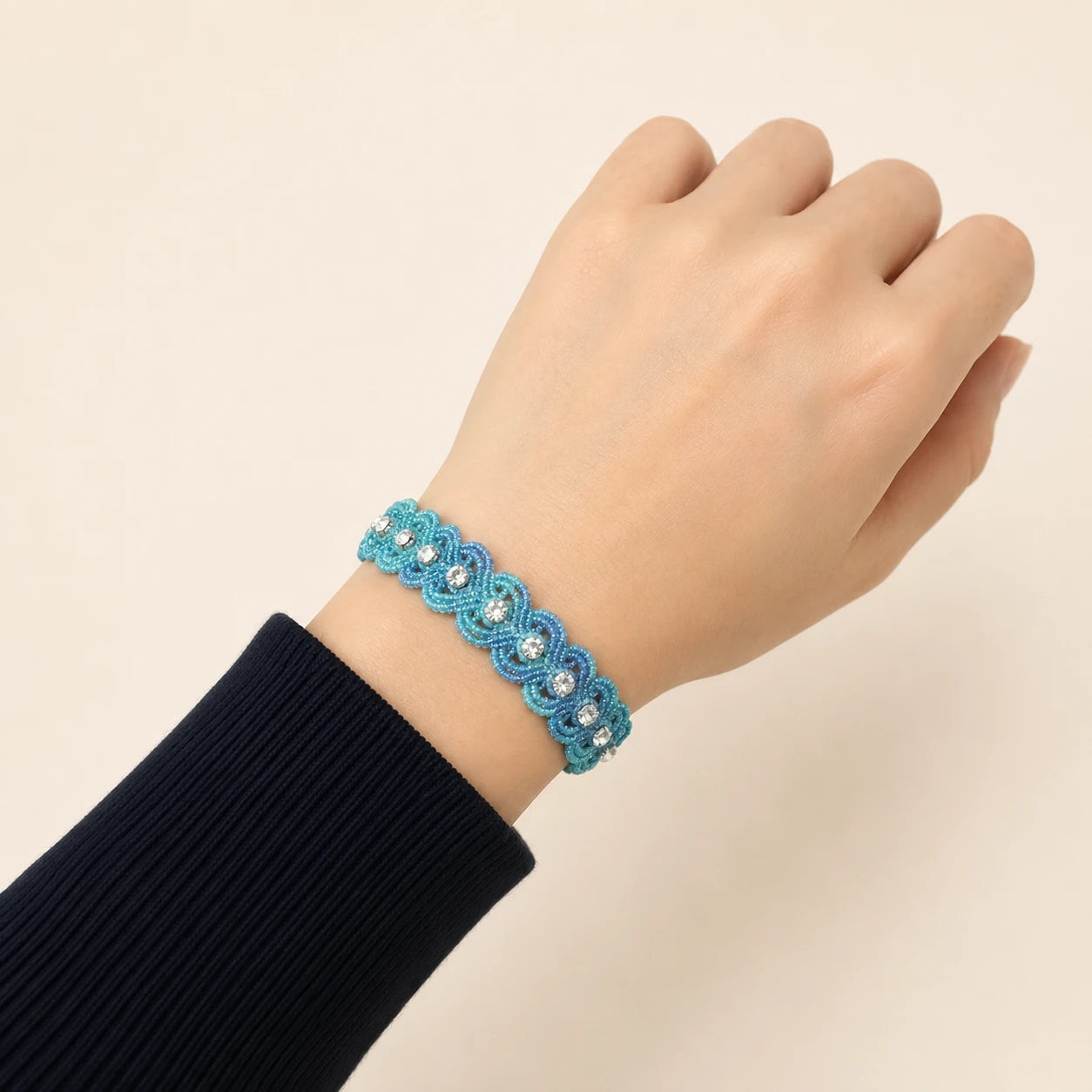 Handwoven Zirconia Cord Bracelet