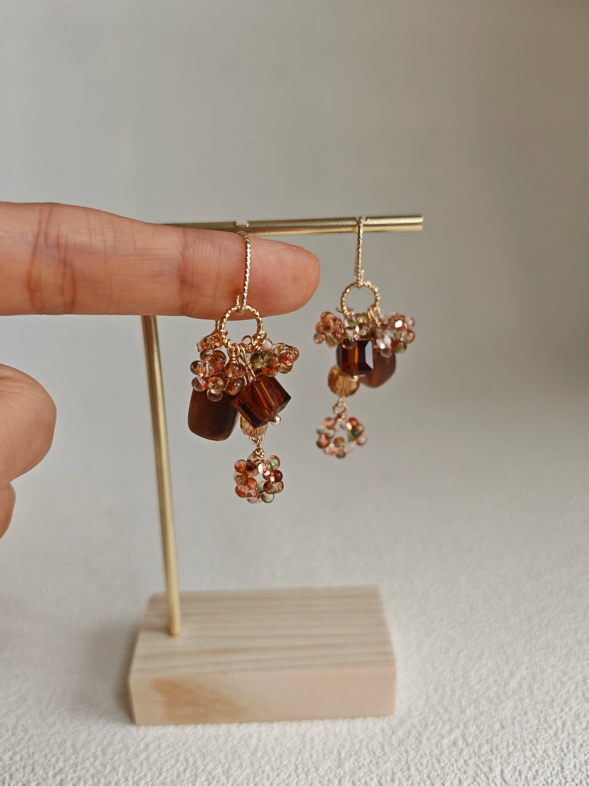 handmade glass bead drop earrings,
